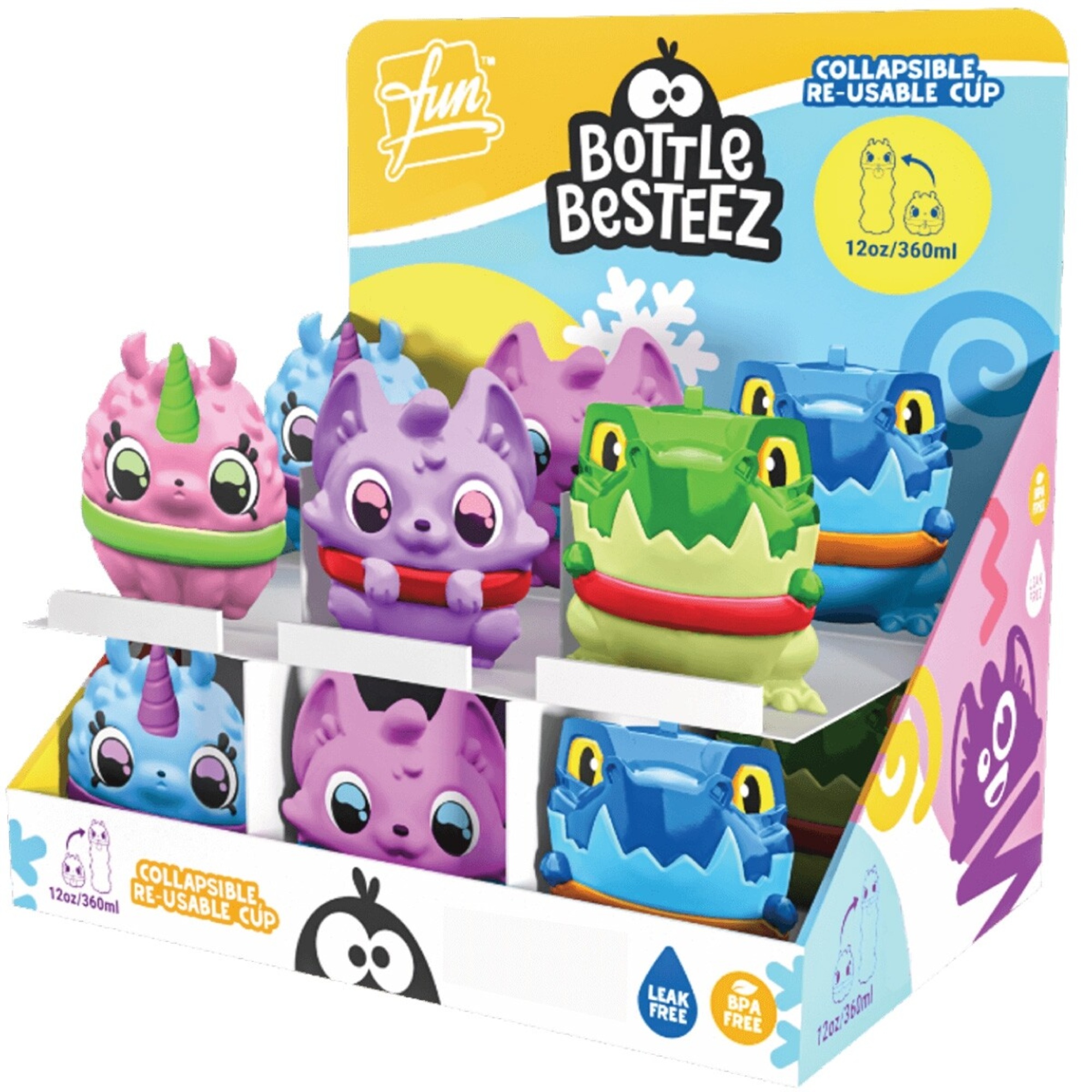 Borraccia singola assortita bottle besteez 360ml - personaggi assortiti - 