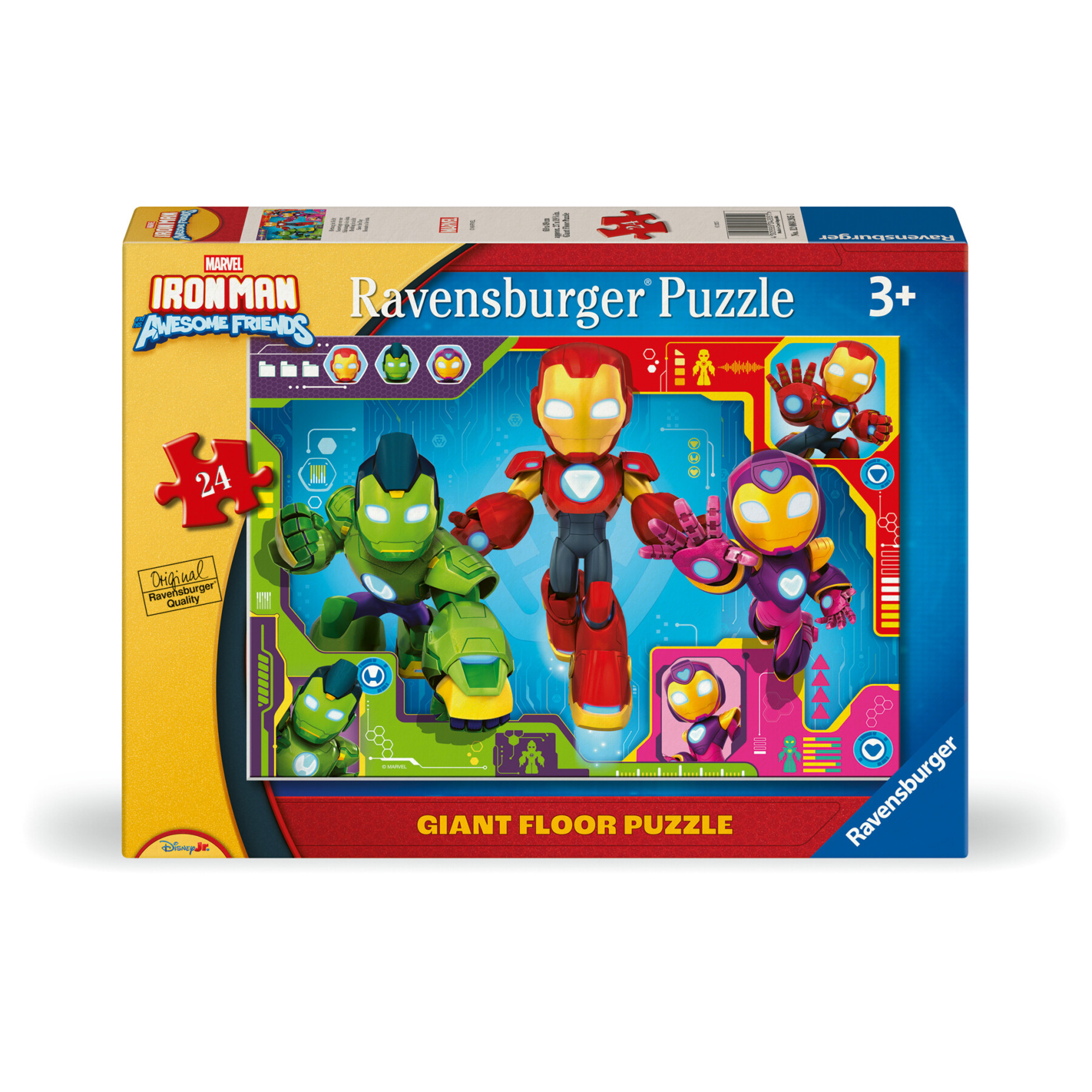 Puzzle iron man & his awesome friends, collezione 24 giant pavimento, 24 pezzi, età raccomandata 3+ anni - RAVENSBURGER