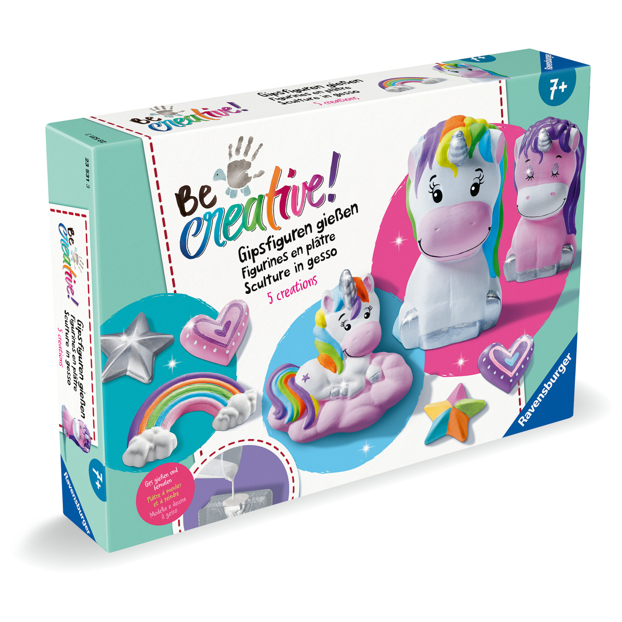 Ravensburger - be creative midi xl: creazioni in gesso unicorni, attività creativa, a partire da 7 anni - RAVENSBURGER