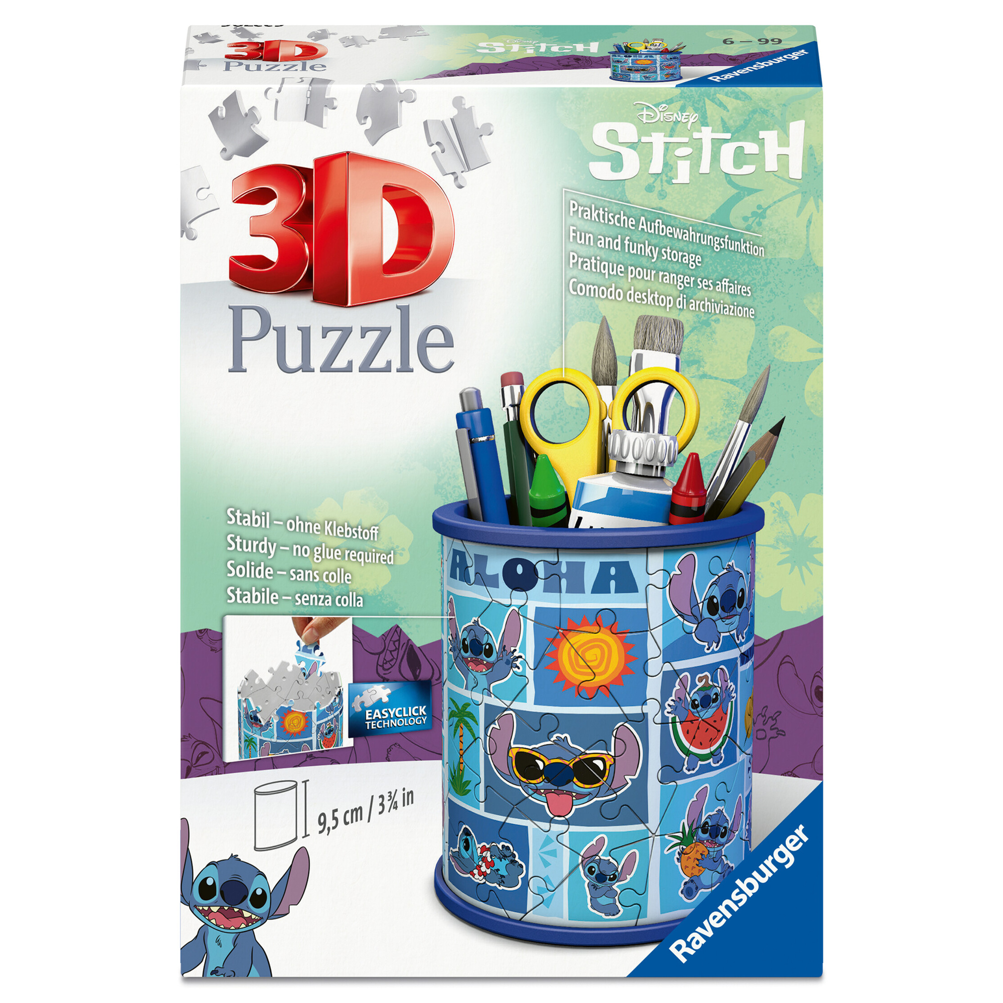 Puzzle 3d portapenne stitch, 54 pezzi, 6+ anni - Disney Stitch