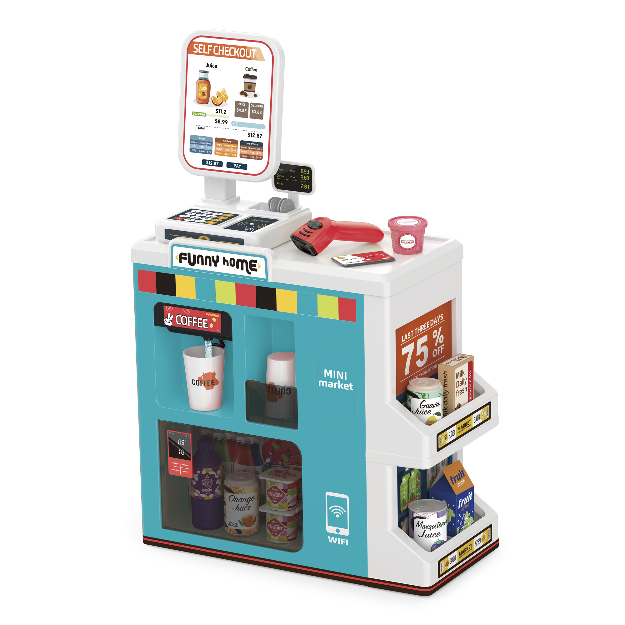 Mini market giocattolo con suoni, luci e 47 accessori - FUNNY HOME