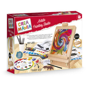 Set d’arte 2-in-1 con valigetta e cavalletto - pennelli e colori inclusi - 