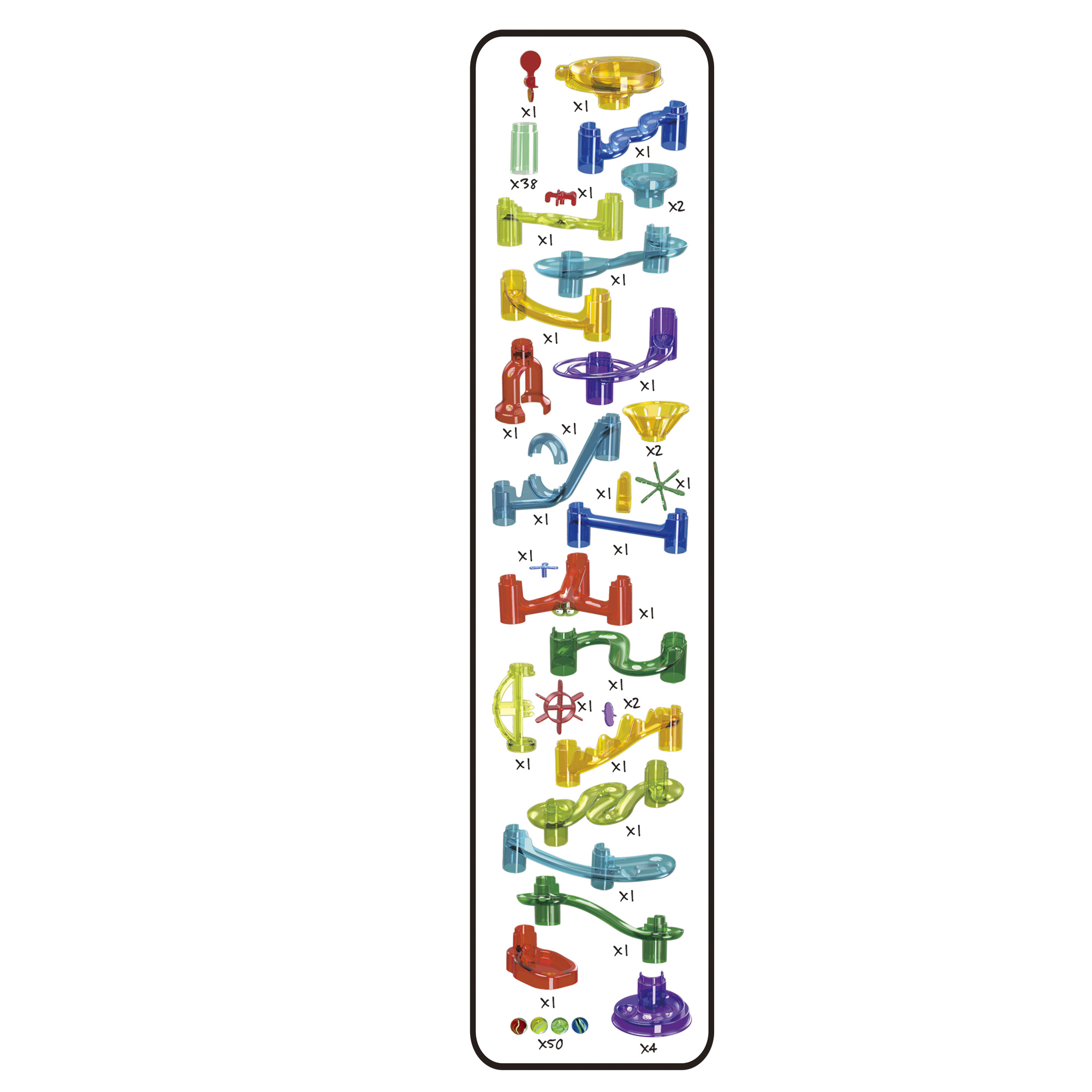 Torre delle biglie con 72 pezzi modulari e 50 biglie colorate - ZIG ZAG