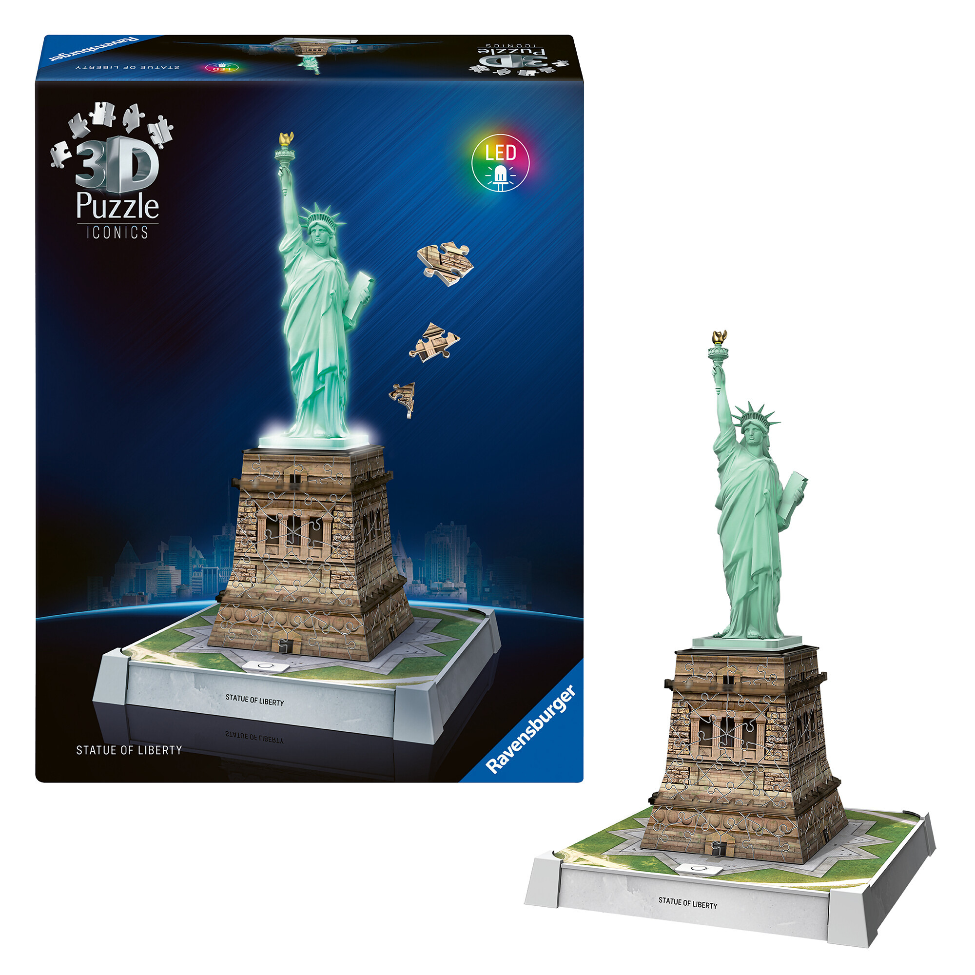 Puzzle 3d iconico: statua della libertà - replica dettagliata in un affascinante modello puzzle 3d - RAVENSBURGER