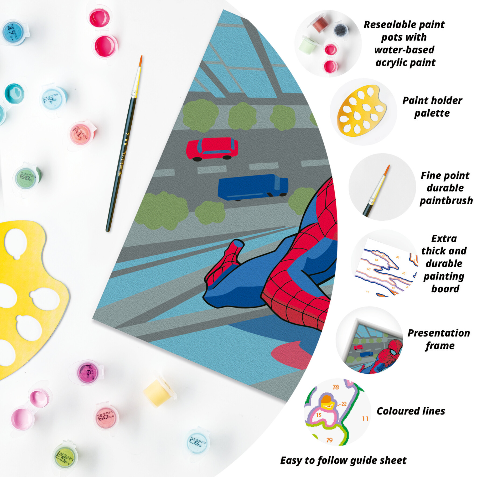 Ravensburger - creart serie e spider-man kit dipingi con i numeri 7+ - Spiderman