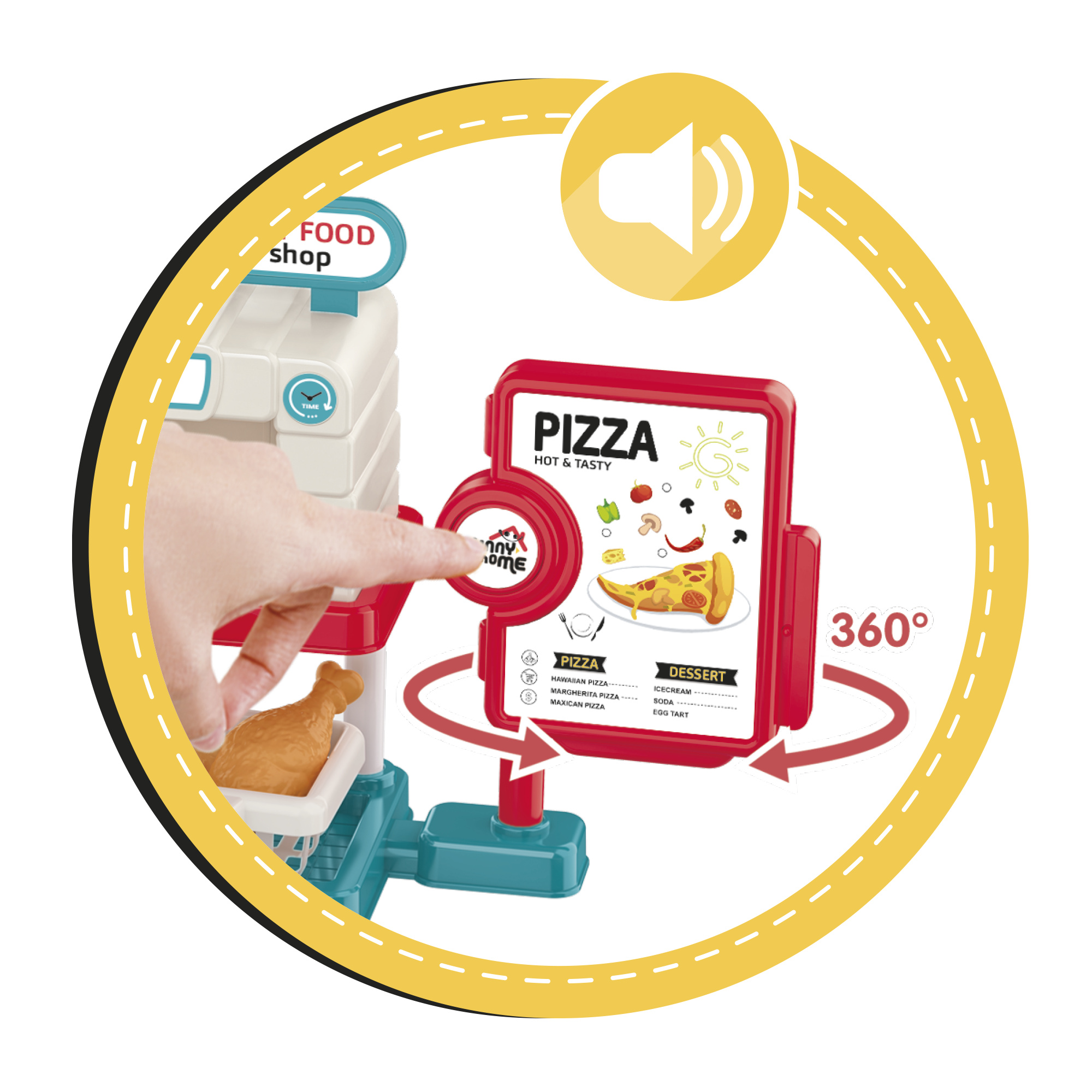 Fast food shop giocattolo con pizza, panini e accessori - FUNNY HOME