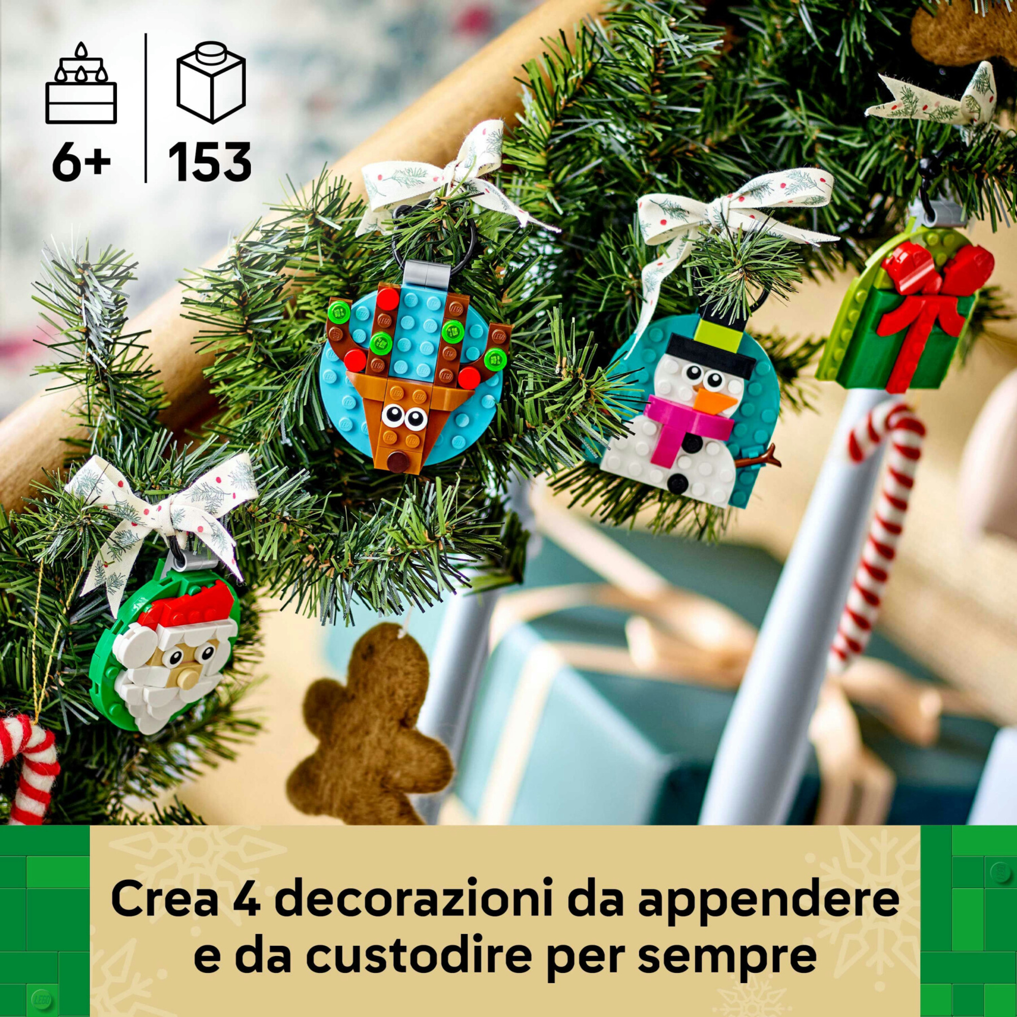 Lego 40744 addobbi di natale set con 4 decorazioni da appendere, regalo 6+ - LEGO ICONS