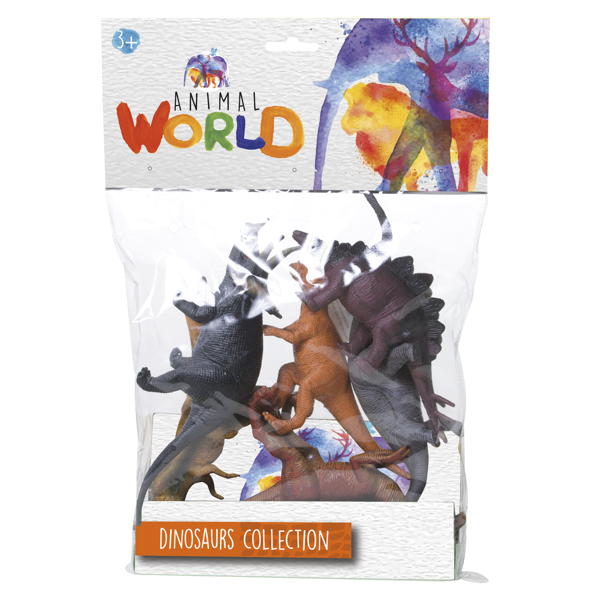 Set 6 animali dinosauri e rettili con scenari paesaggistici - assortito - ANIMAL WORLD