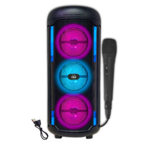 Cassa karaoke 120w con microfono e luci led rgb - 