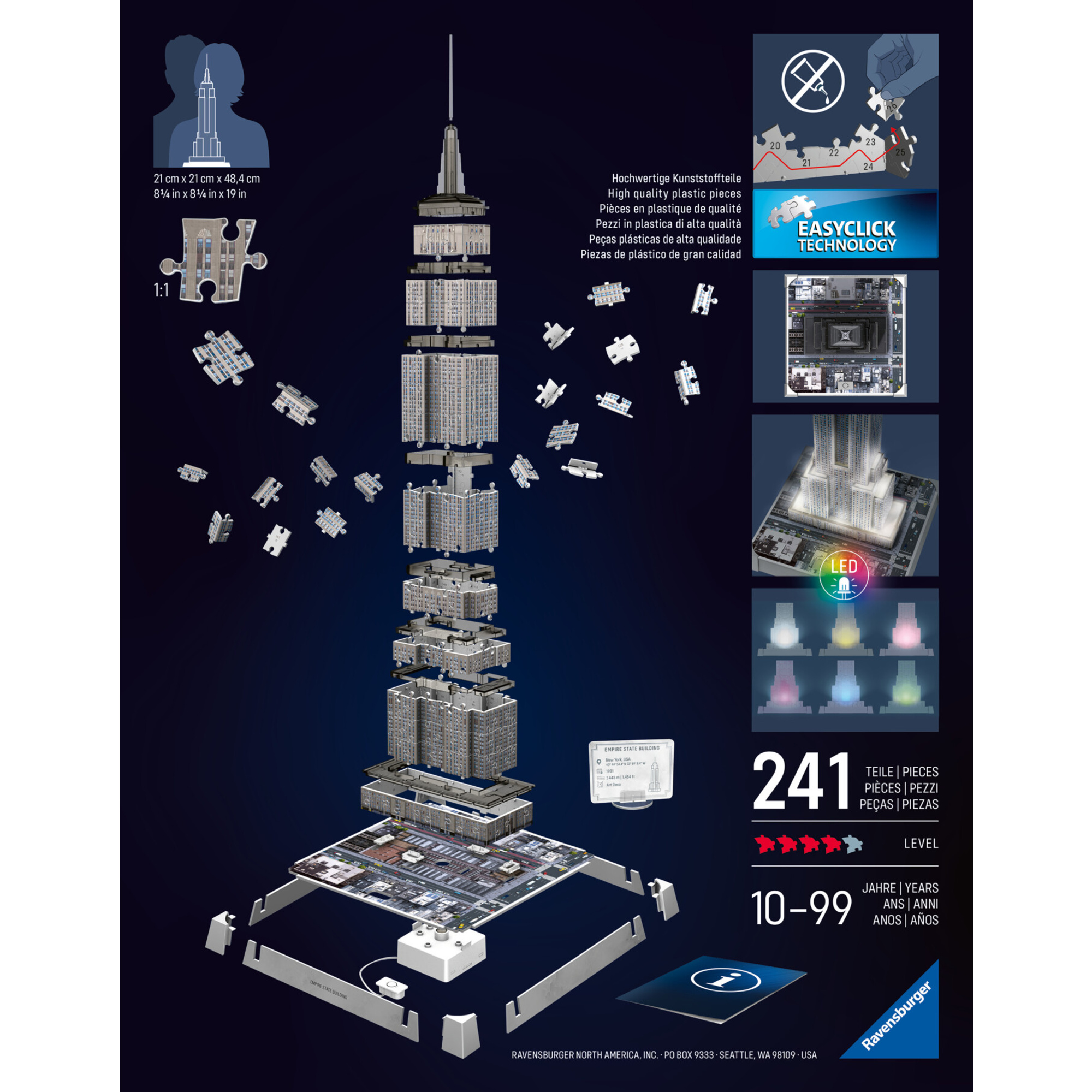 Puzzle 3d iconico: empire state building - replica dettagliata in un affascinante modello puzzle 3d - RAVENSBURGER