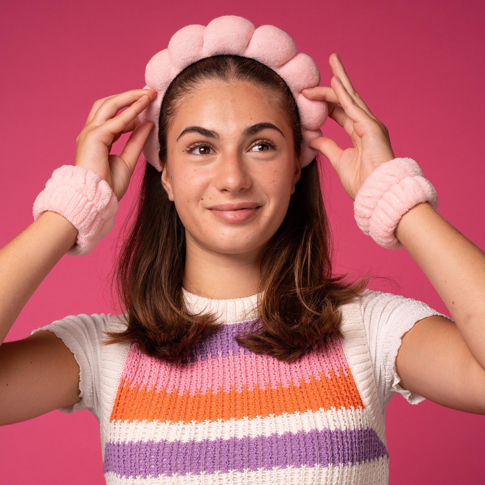 Beauty routine spa accessori – cerchietto e polsini in spugna per bambini - 