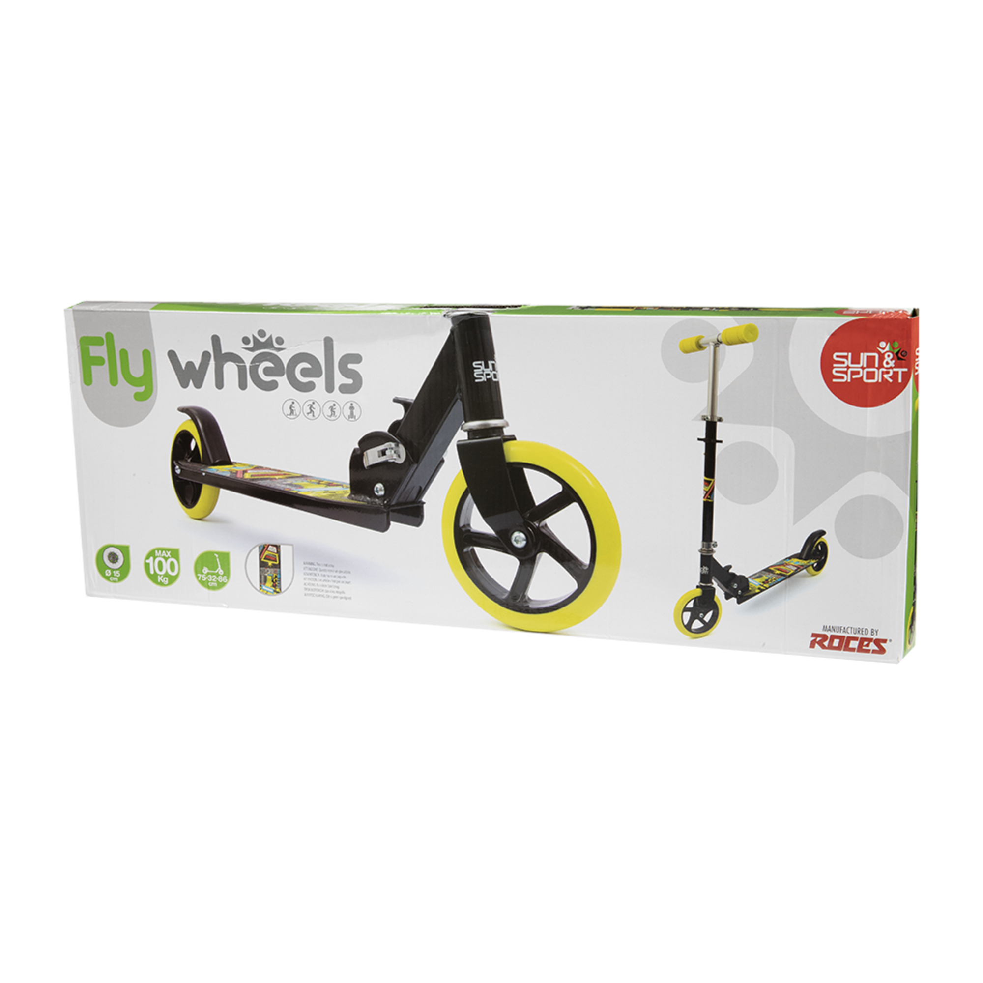 Monopattino con ruote pu 15 cm, telaio in metallo, manubrio regolabile, pieghevole e leggero – massimo 100 kg - SUN&SPORT