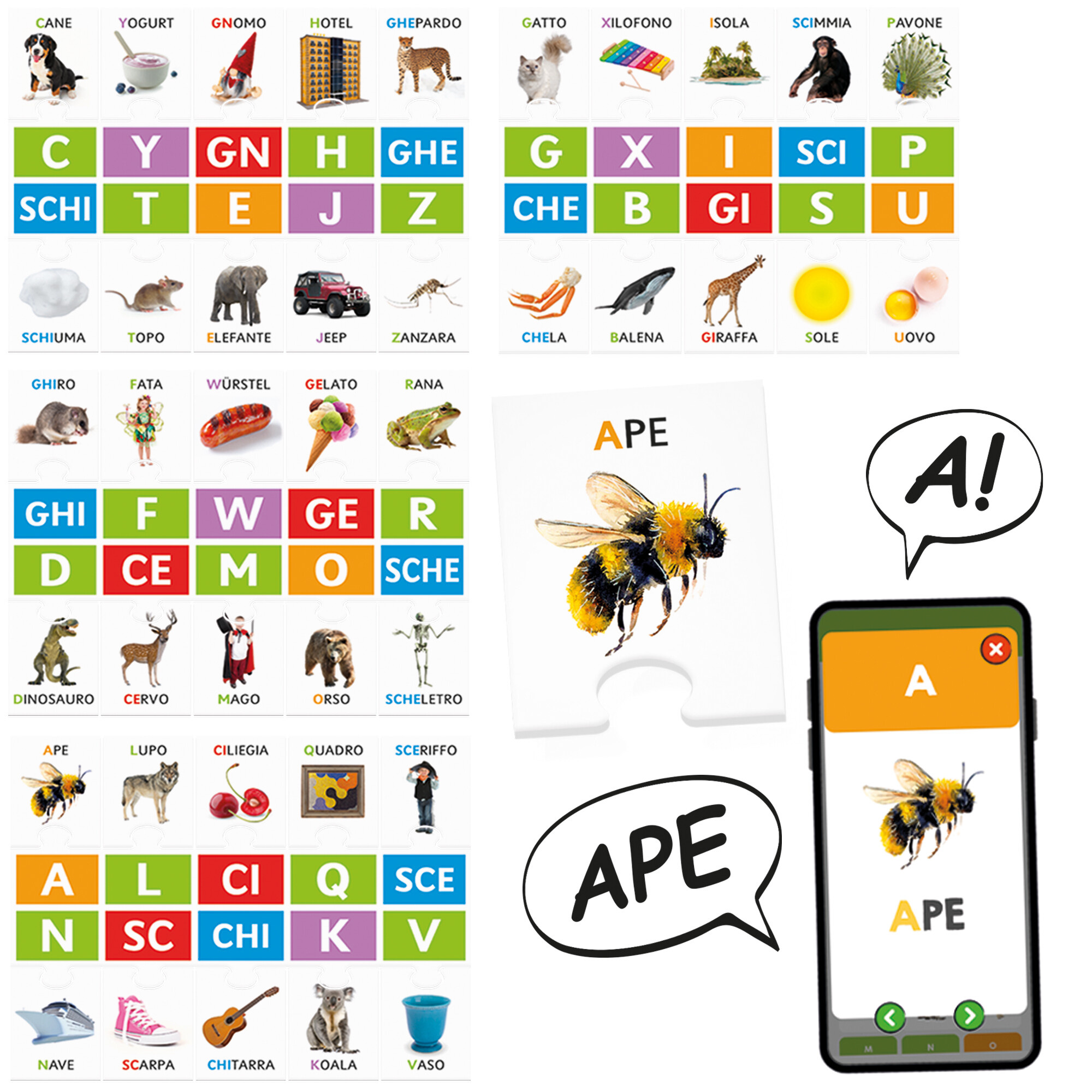 Tombola fonetica - alfabeto e parole da riconoscere giocando - HEADU
