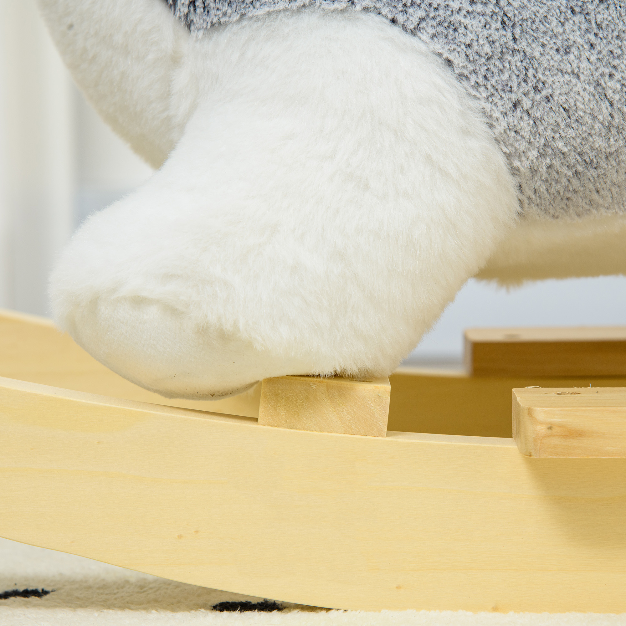 Cavallo a dondolo a forma di cane husky per bambini da 18-36 mesi, 60x33x50cm, grigio - 