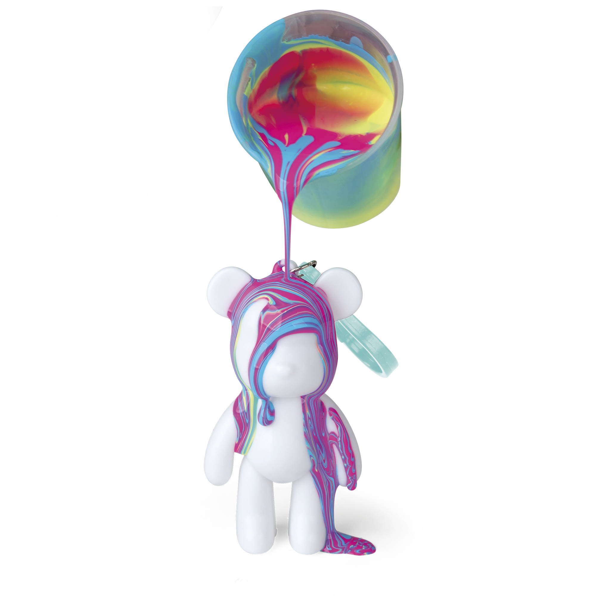 Fluid art kit portachiavi – 2 orsetti da decorare con colori acrilici - CREA MANIA