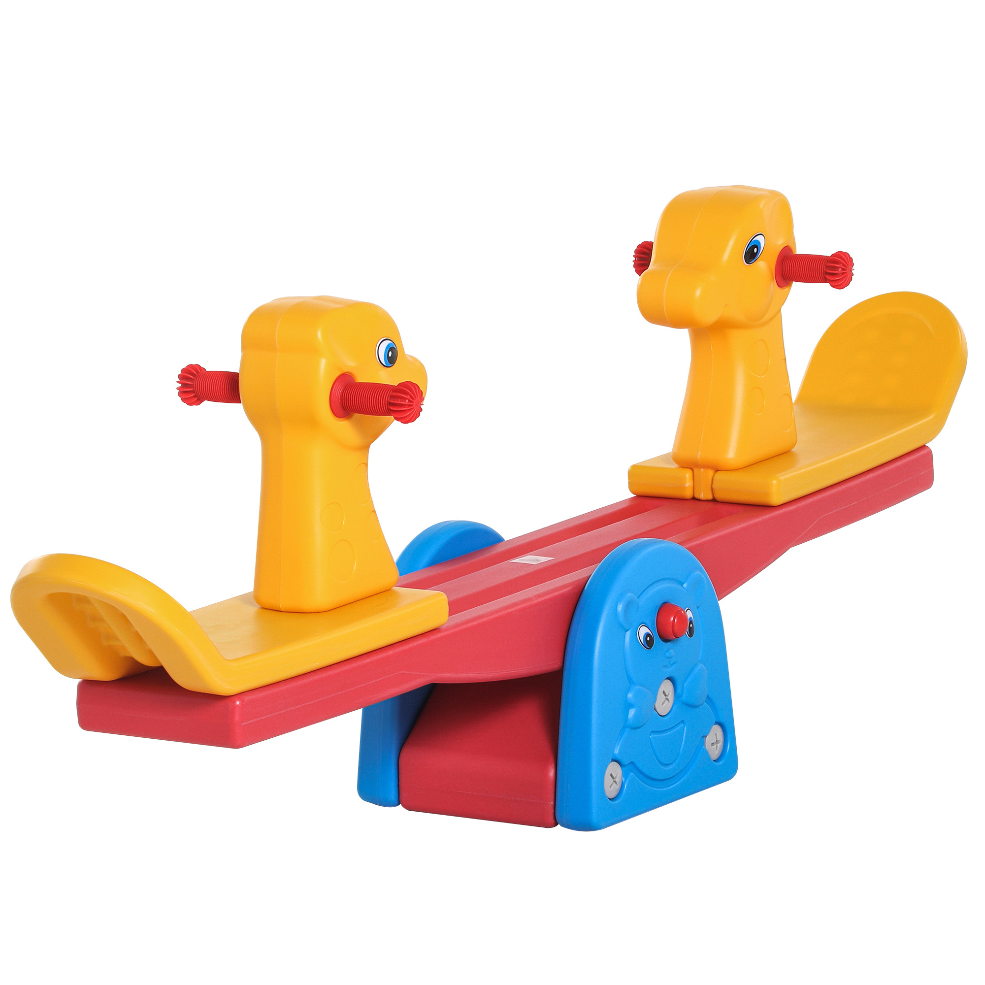 Altalena a bilico con maniglie antiscivolo per bambini età 1-4 anni, plastica hdpe atossica, 150x32x60cm, multicolore - 