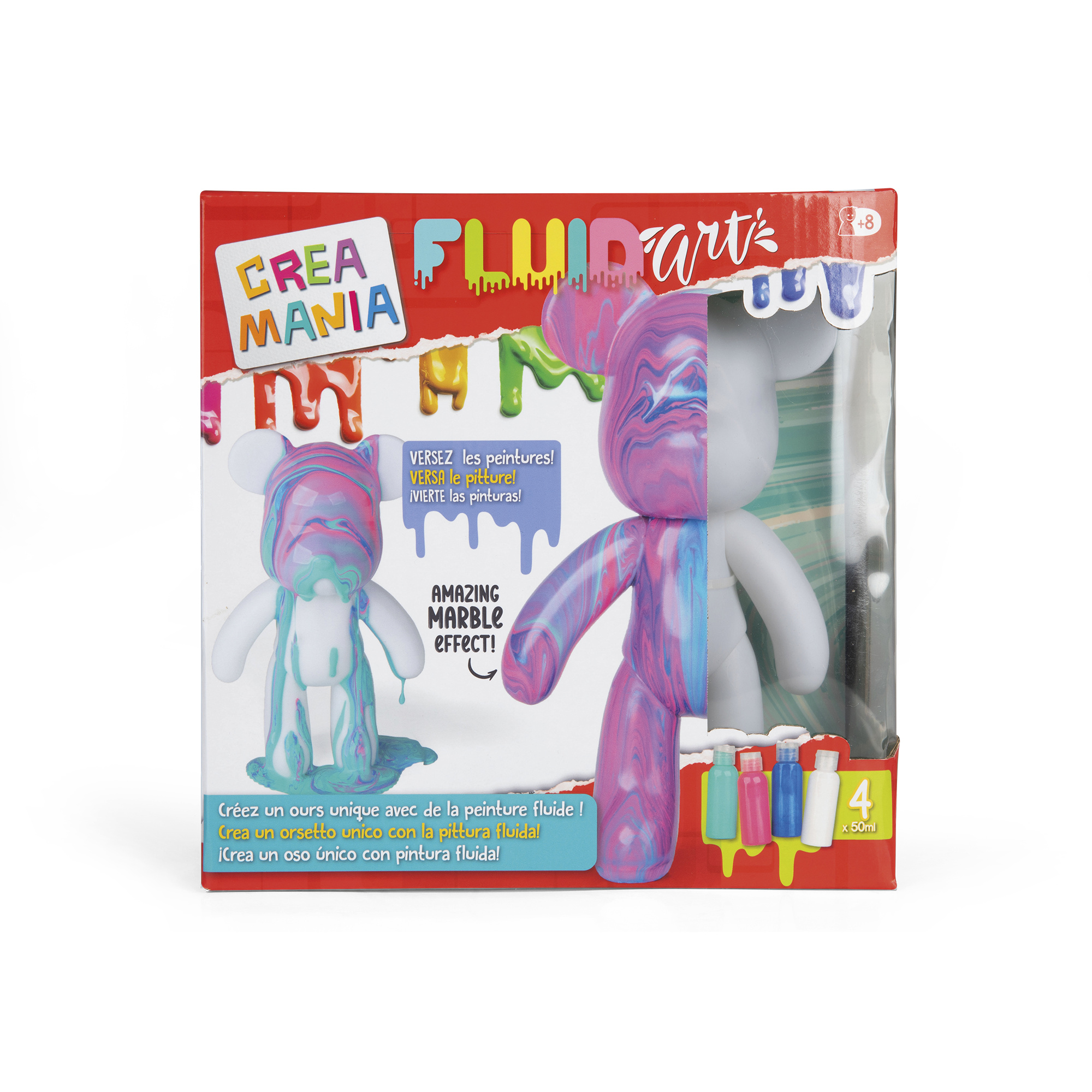 Fluid art orsetto 22cm – kit creativo con colori acrilici - CREA MANIA