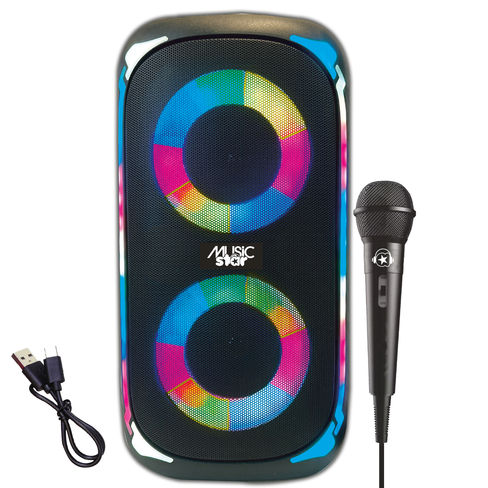 Cassa karaoke pro 200w con microfono e luci led rgb - MUSIC STAR