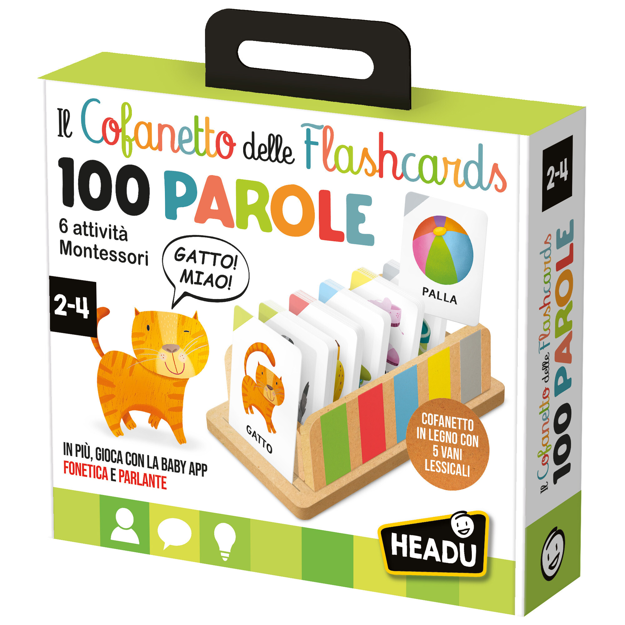 Cofanetto flashcards montessori - 100 parole da imparare giocando - HEADU