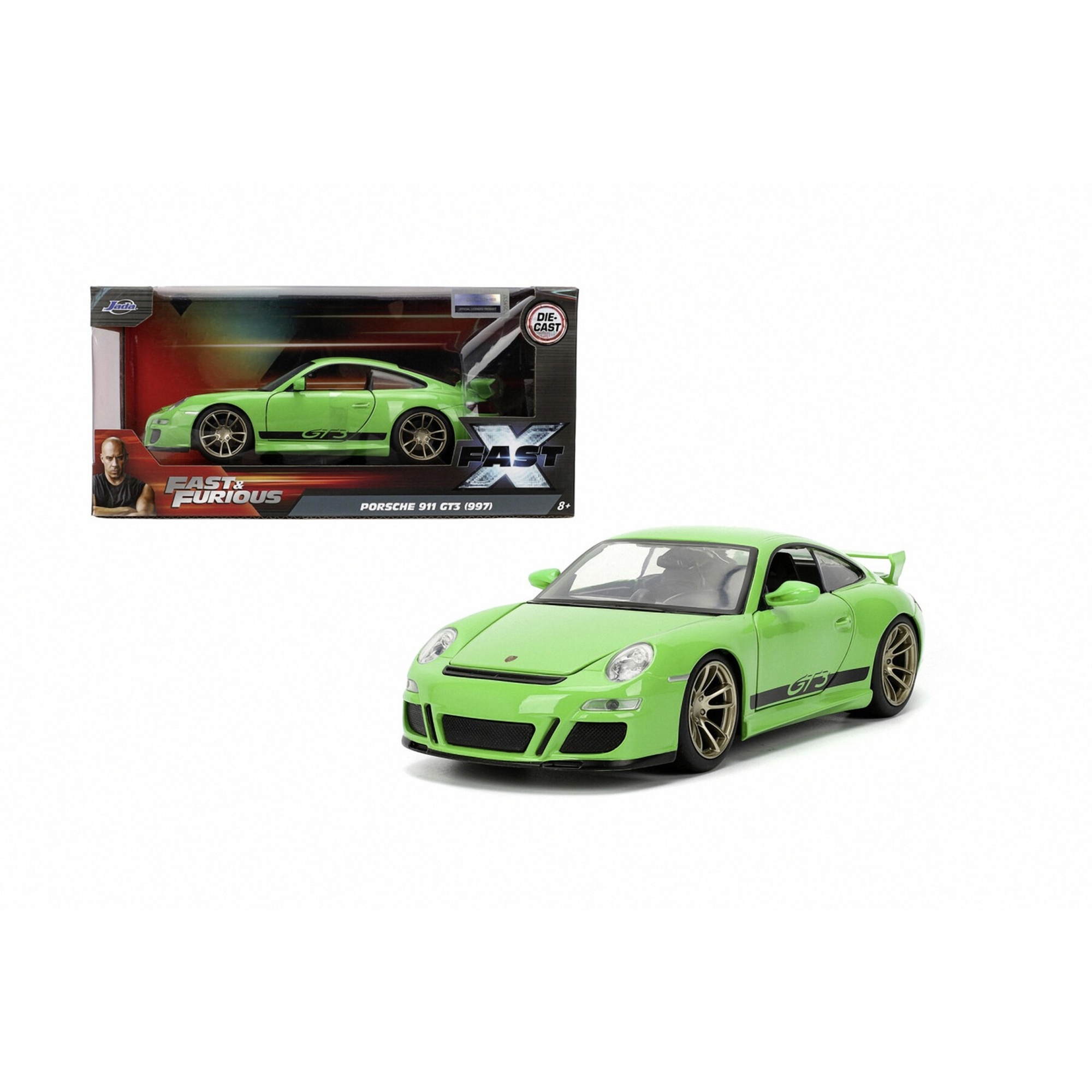 Jada toys fast and furious modellino auto porsche 911 gt3 2007, con parti apribili, scala 1:24 (20 cm), per fan a partire dagli 8 anni in su - INVINCIBLE HEROES