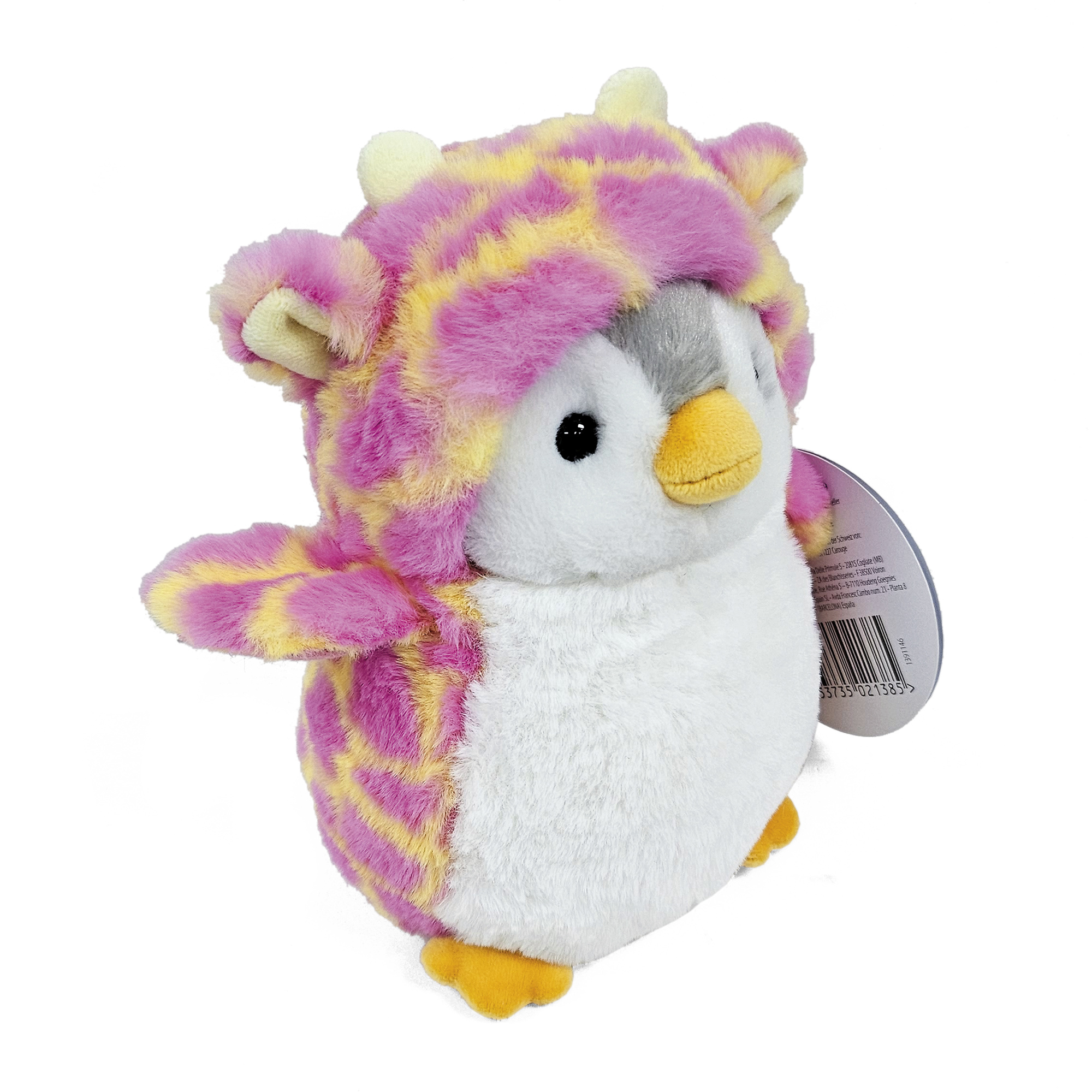 Peluche pinguino travestito 16 cm - unicorno, draghetto o giraffa - morbido e colorato - AMI PLUSH