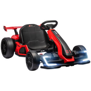 Go kart elettrico per bambini 6-12 anni 24v 12km/h con seggiolino regolabile, rosso - 
