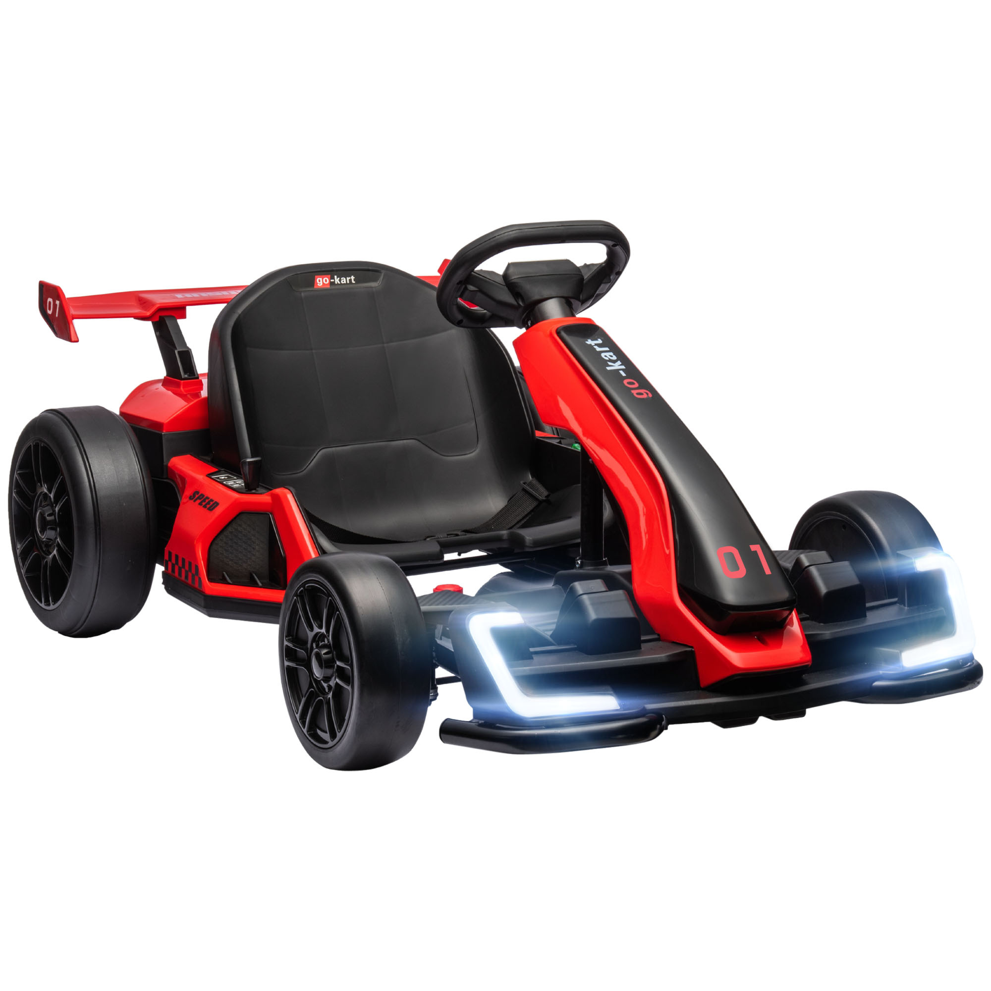 Go kart elettrico per bambini 6-12 anni 24v 12km/h con seggiolino regolabile, rosso - 