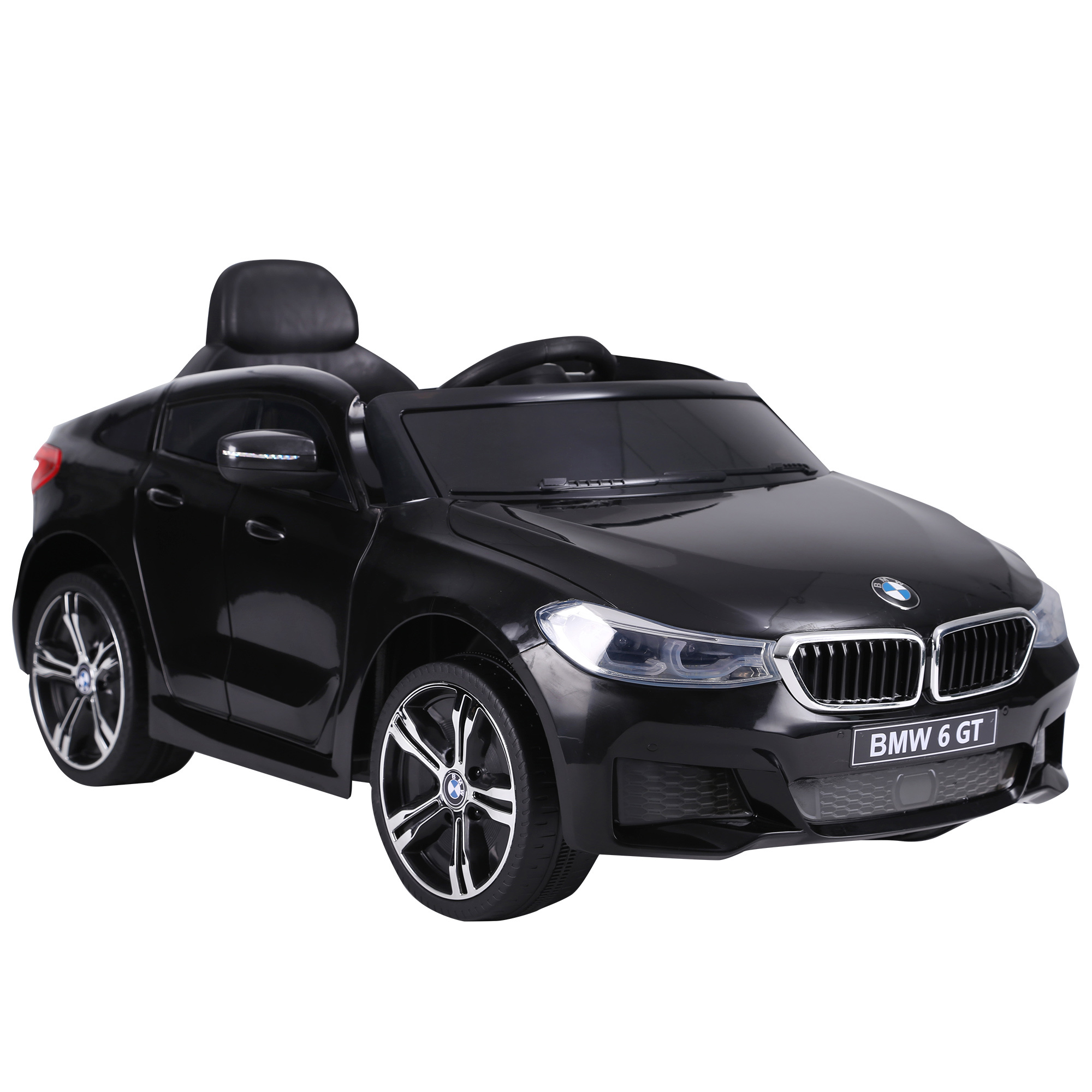 Macchina elettrica per bambini bmw 6gt 6v, macchina telecomandata con musica e fari led, mp3, clacson, 106 x 64 x 51 cm, nero - 