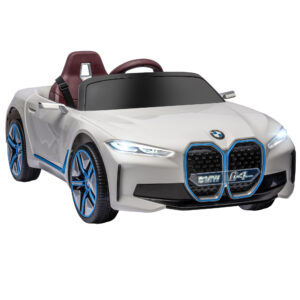 Macchina elettrica per bambini 3-6 anni con licenza bmw con telecomando, clacson e fari, 115x67x45 cm, bianca - 