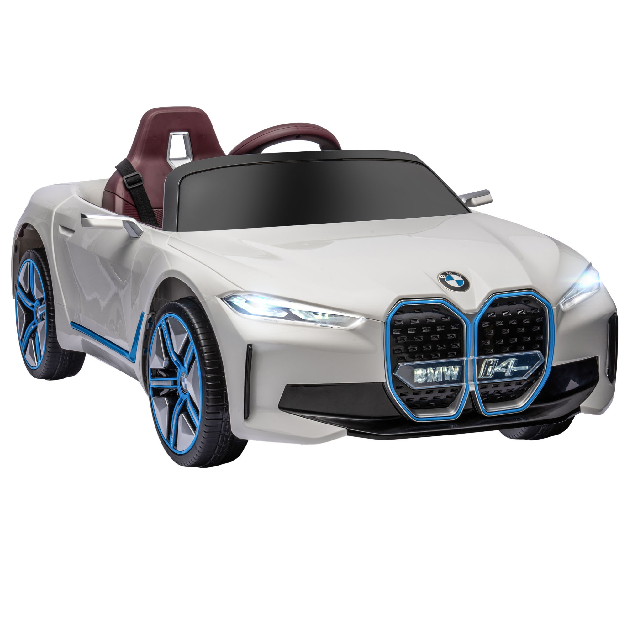 Macchina elettrica per bambini 3-6 anni con licenza bmw con telecomando, clacson e fari, 115x67x45 cm, bianca - 
