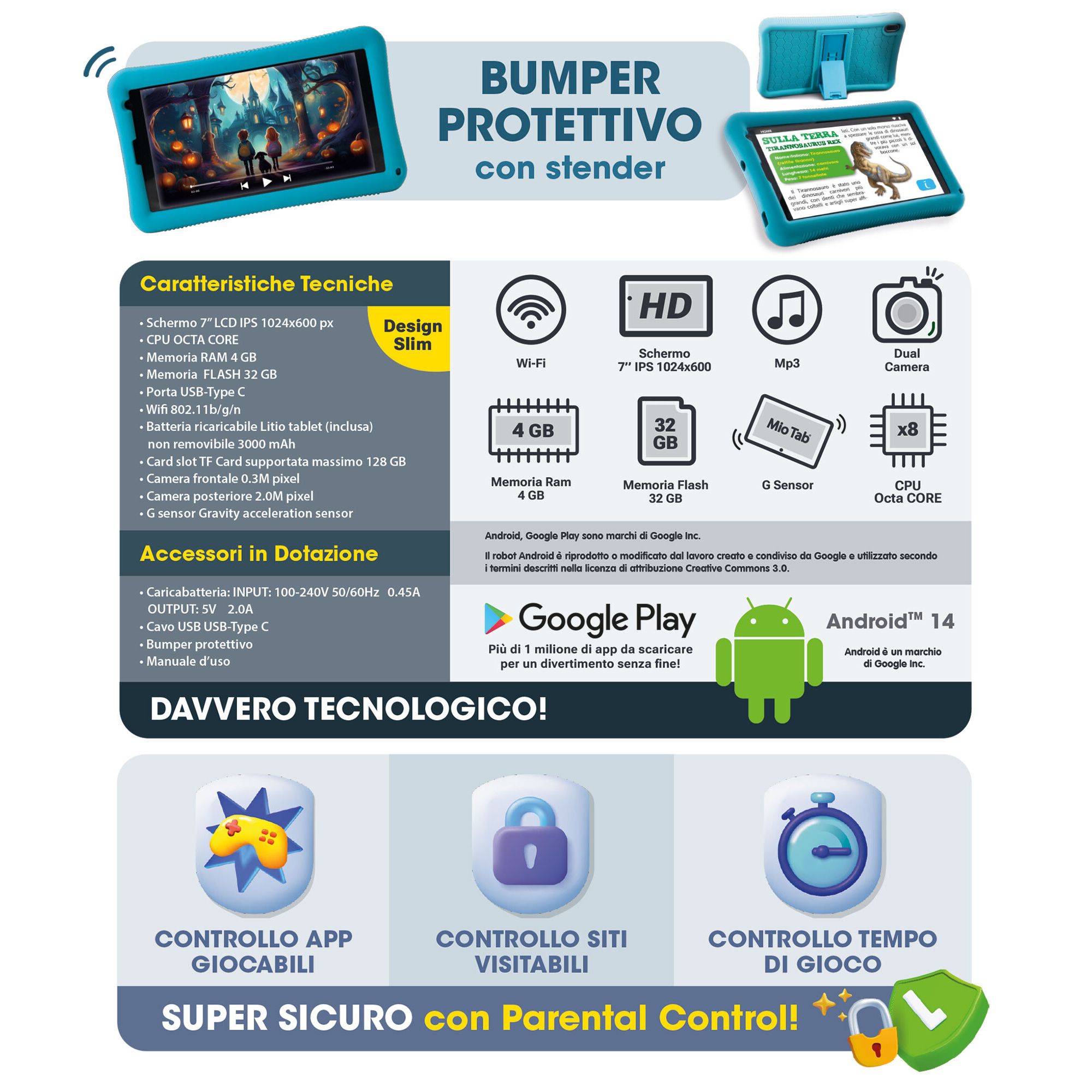 Mio tab 7" l.i.a. tablet educativo con intelligenza artificiale - lisciani - LISCIANI