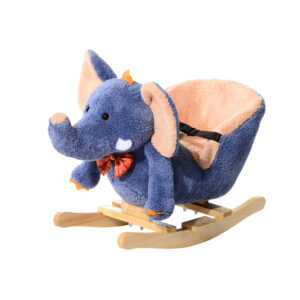 Cavallo a dondolo in legno elefante per i bambini 60x33x45cm - 
