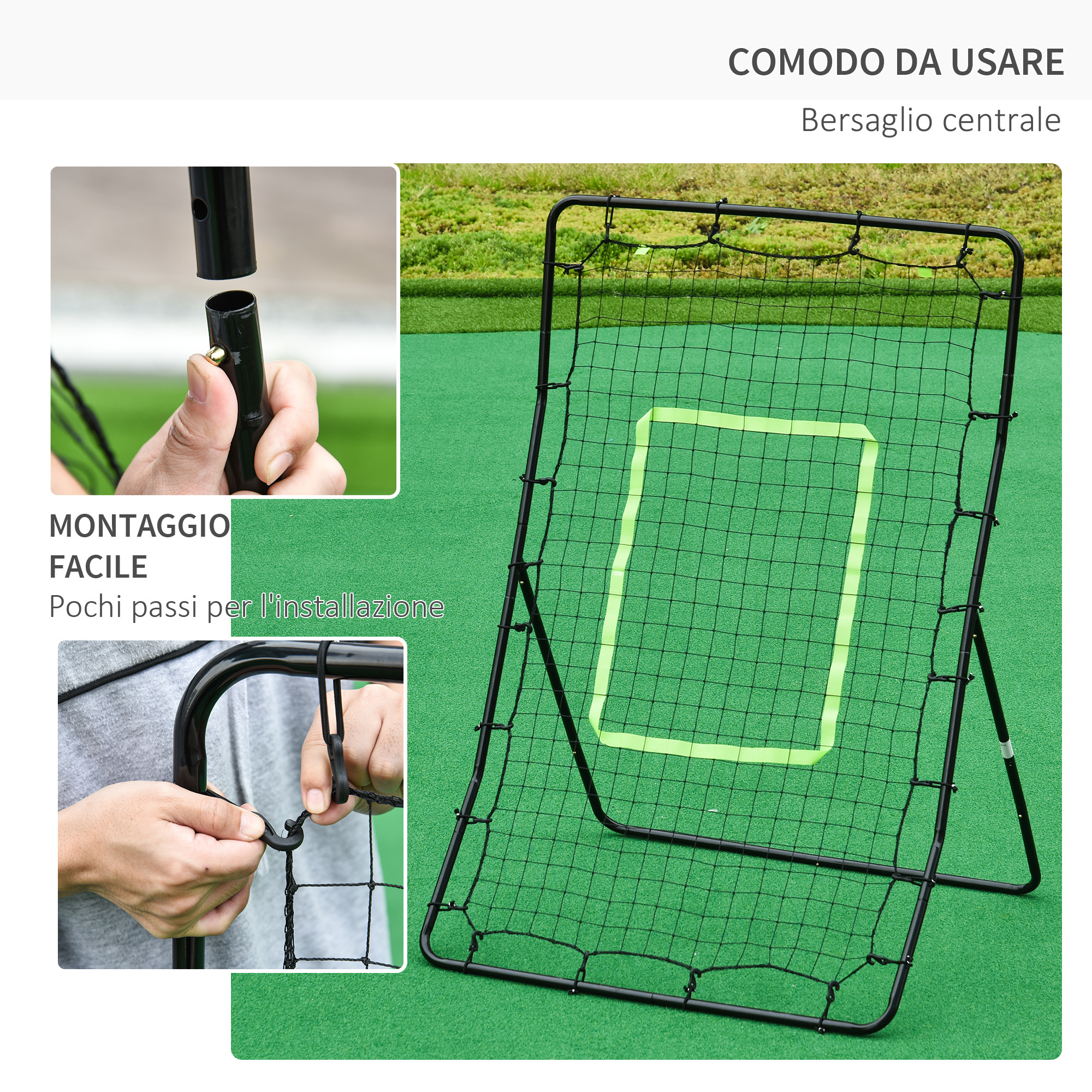Rete elastica rimbalzo da baseball rimbalzatore portatile 90x80x140cm - 
