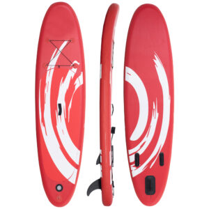 Tavola sup gonfiabile con pagaia, accessori e zaino di trasporto, 300x76x15cm, rosso e bianco - 