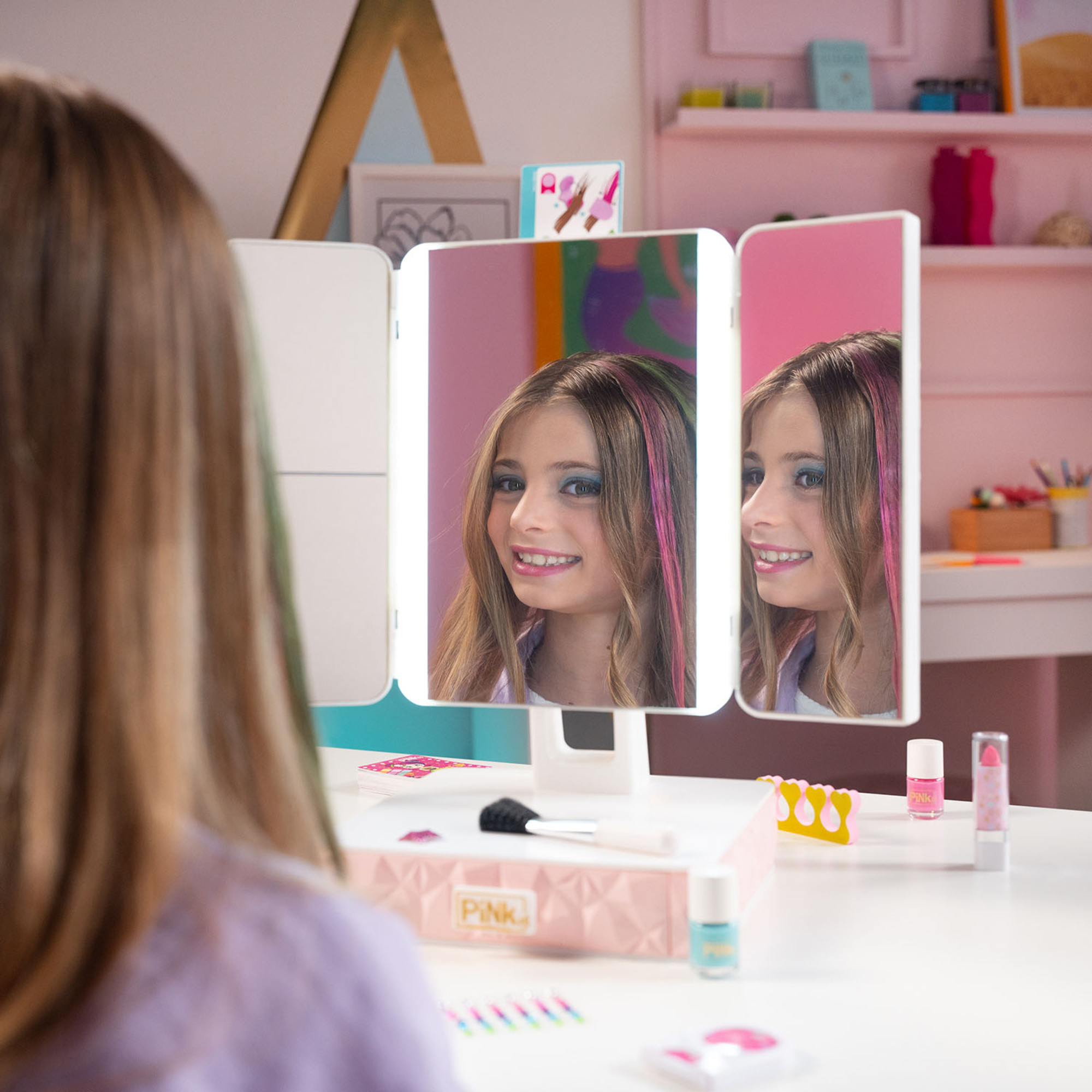 Specchiera interattiva parlante pink it smart vanity - trucco bambina - 
