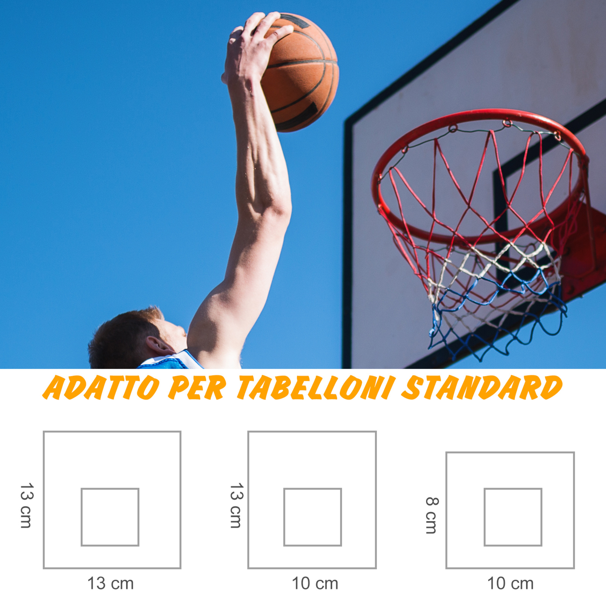 Canestro basket da muro in ferro con rete in nylon per esterno e interno, φ46cm - 