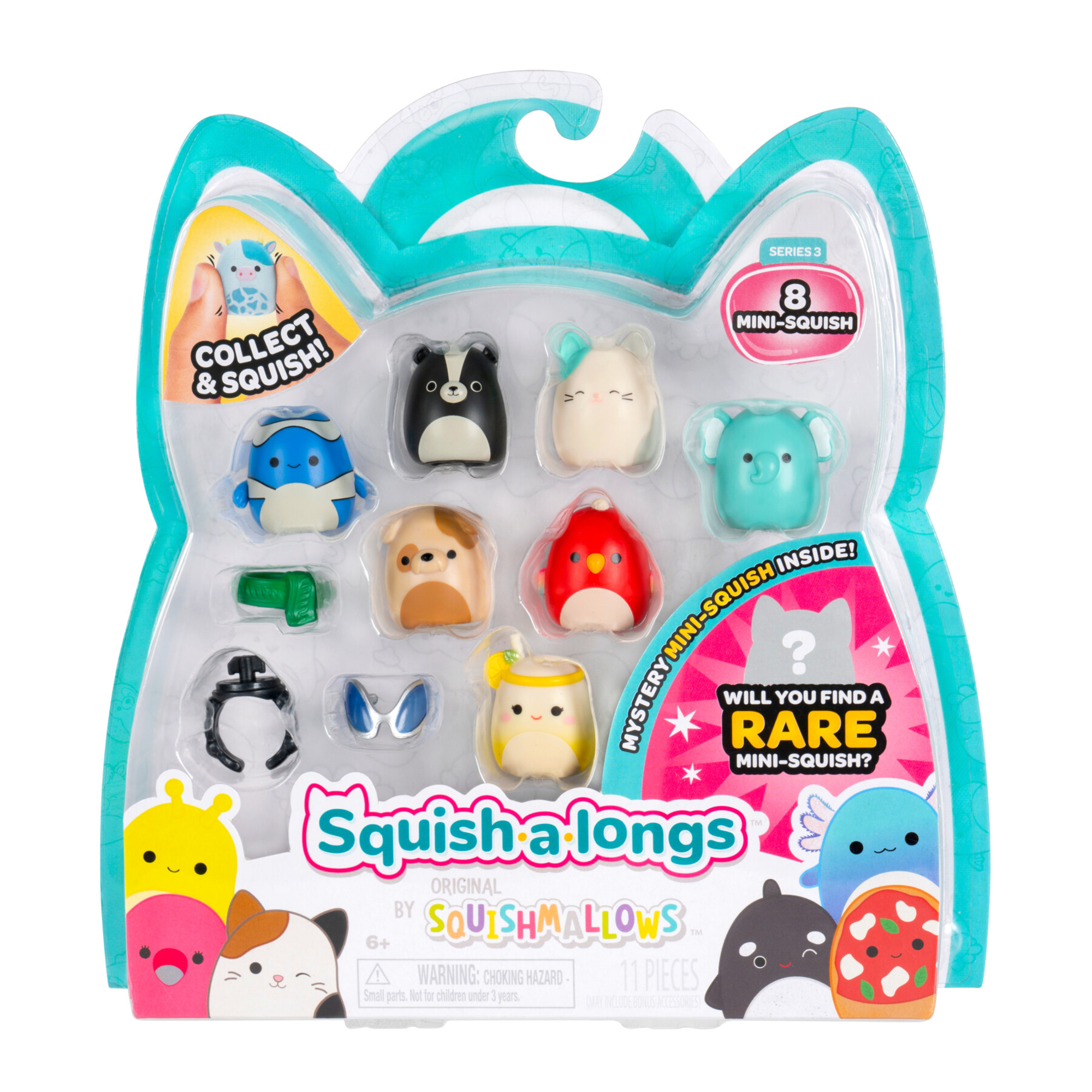 Squish a longs – confezione 8 personaggi + 2 accessori - assortito - SQUISH A LONGS