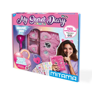My kaiwaii secret diary gatto, diario segreto, secret pen, 2 clip, 2 pennarelli glitter - MITAMA
