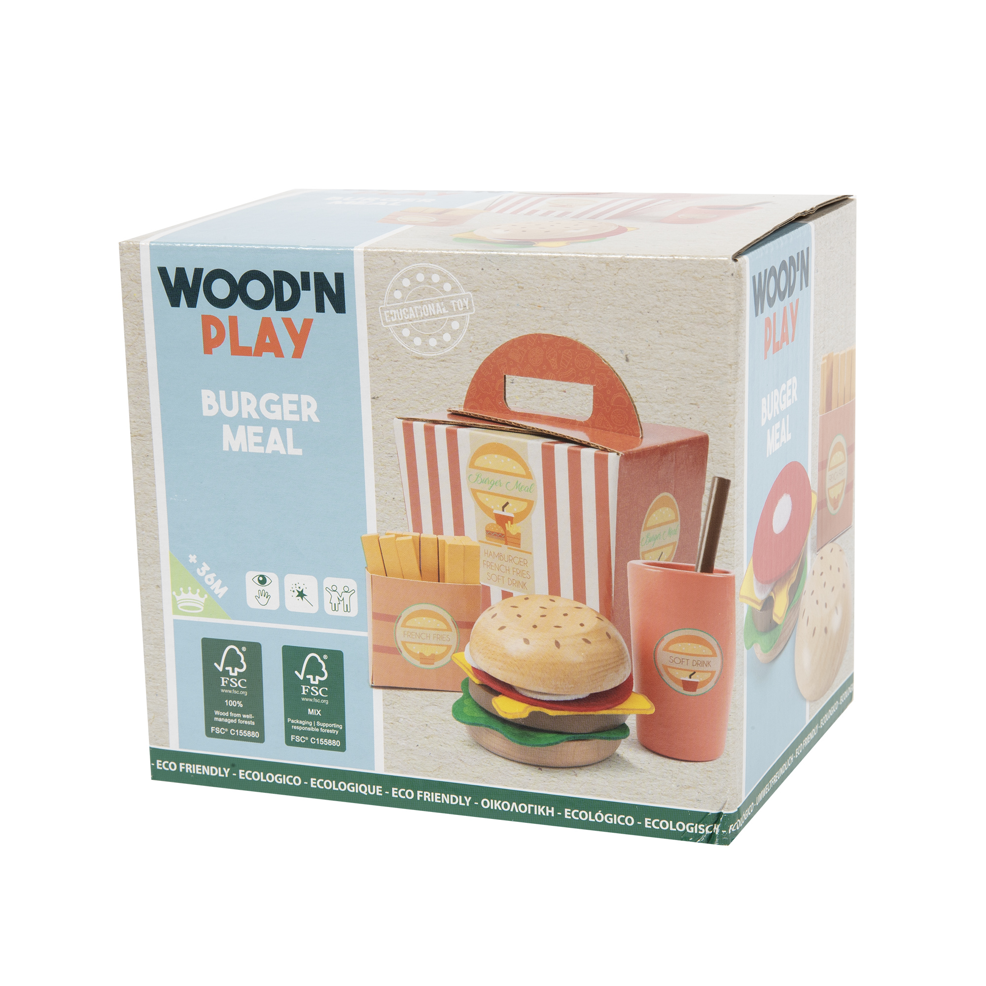 Set gioco hamburger con bibita e patatine per bambini - WOOD 'N' PLAY