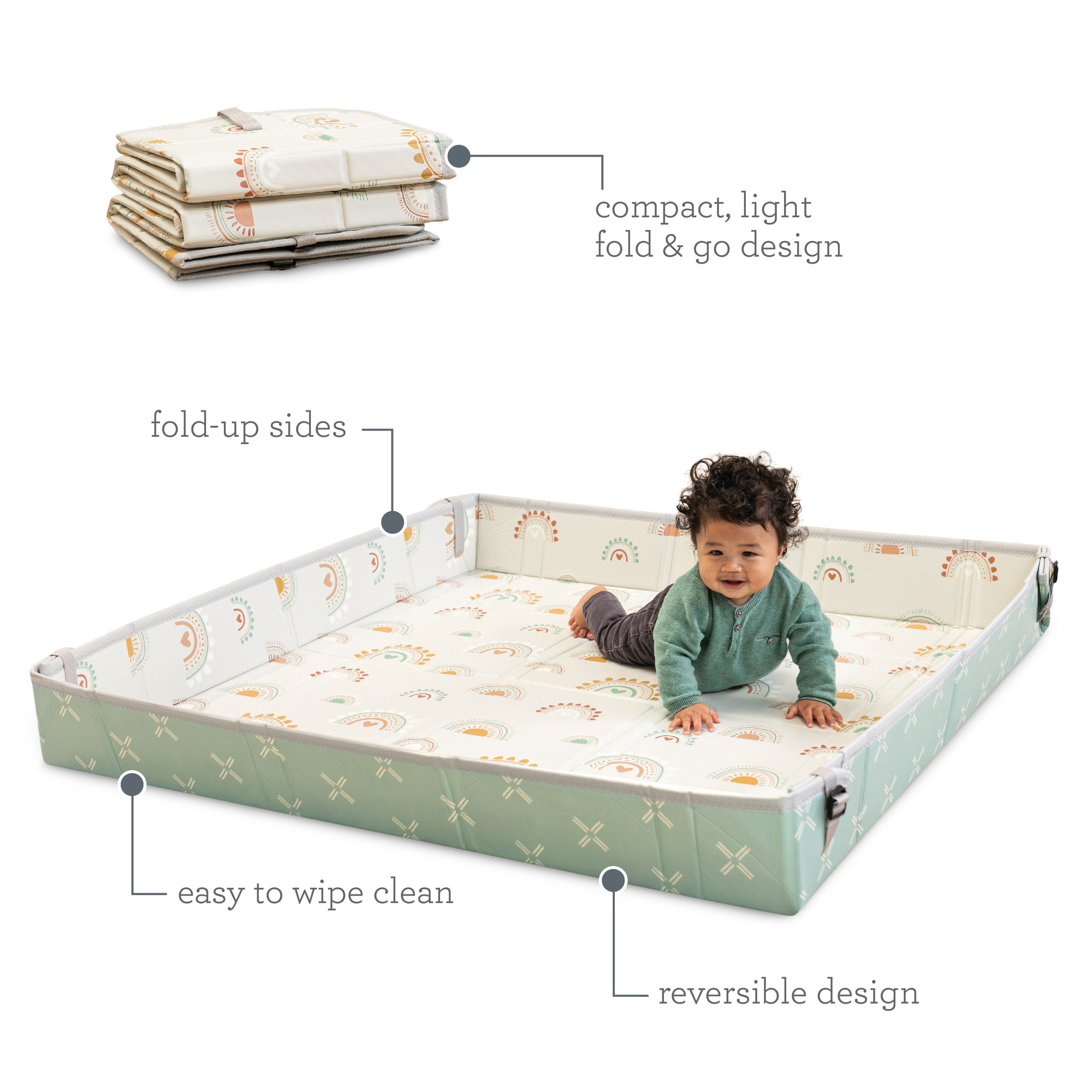 Tappeto morbido pieghevole infantino – reversibile e con bordi rialzabili 146x146 cm - INFANTINO