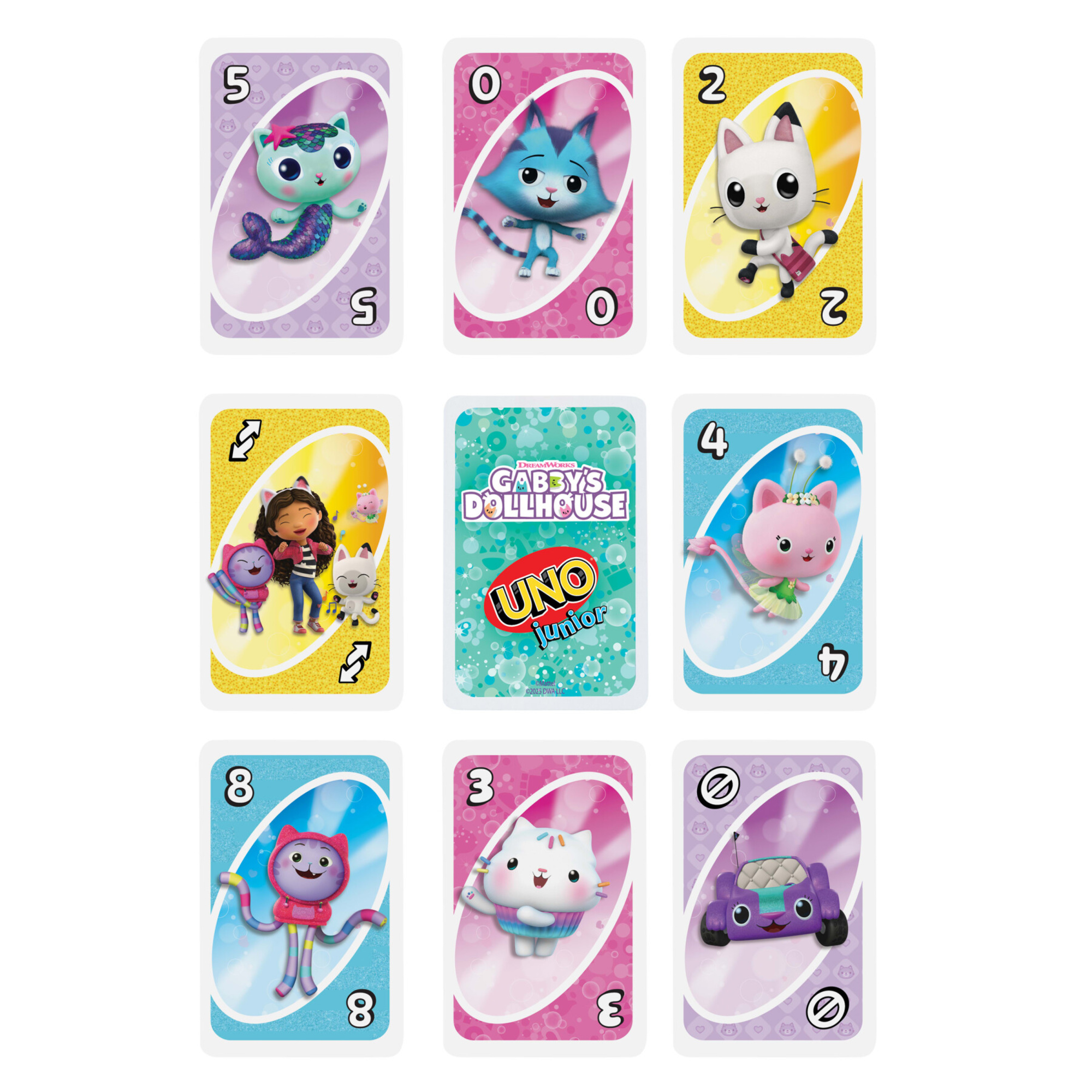 Mattel games - uno junior la casa delle bambole di gabby, versione ispirata alla serie dreamworks con le carte dei personaggi più amati - GABBY'S DOLLHOUSE, UNO