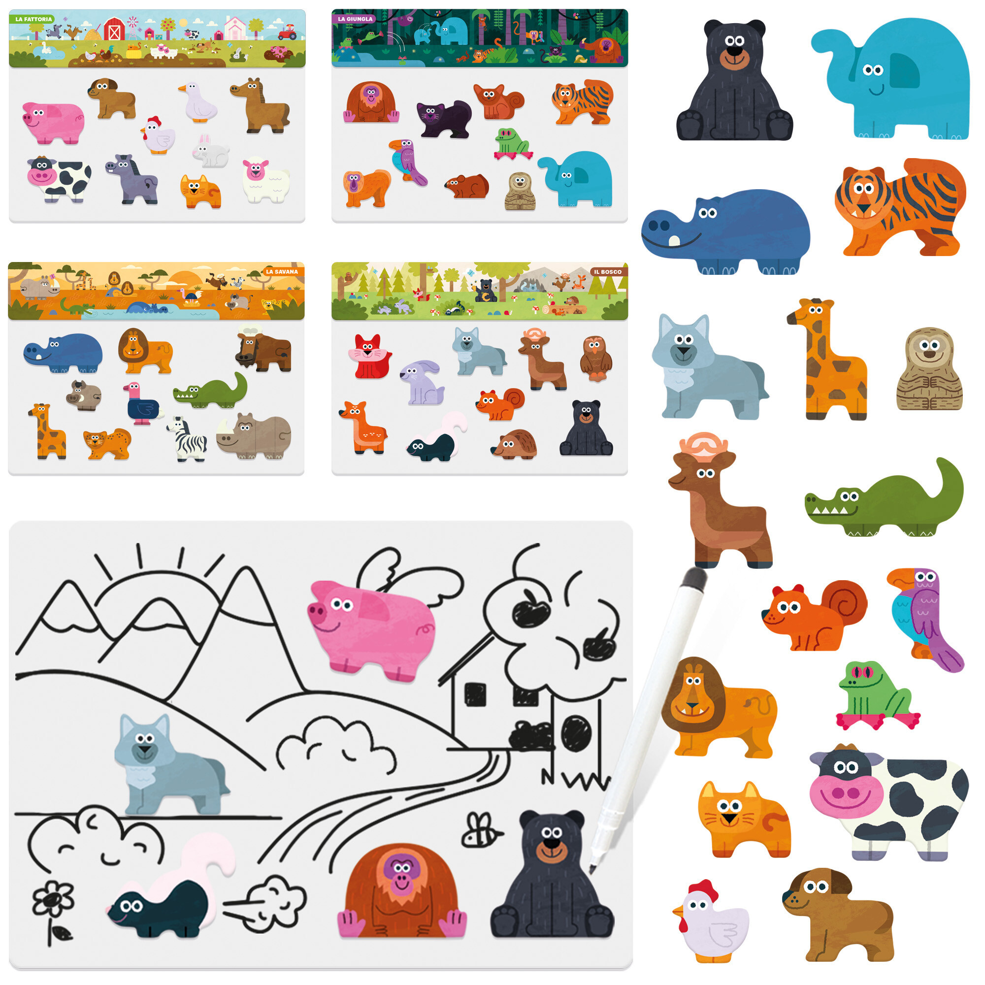 10 giochi con animali magnetici - impara e divertiti con le sagome - HEADU