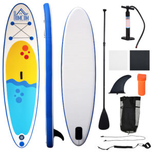 Tavola sup gonfiabile stand up paddle con pagaia regolabile, tavola da surf con accessori inclusi, blu 305x76x10cm - 