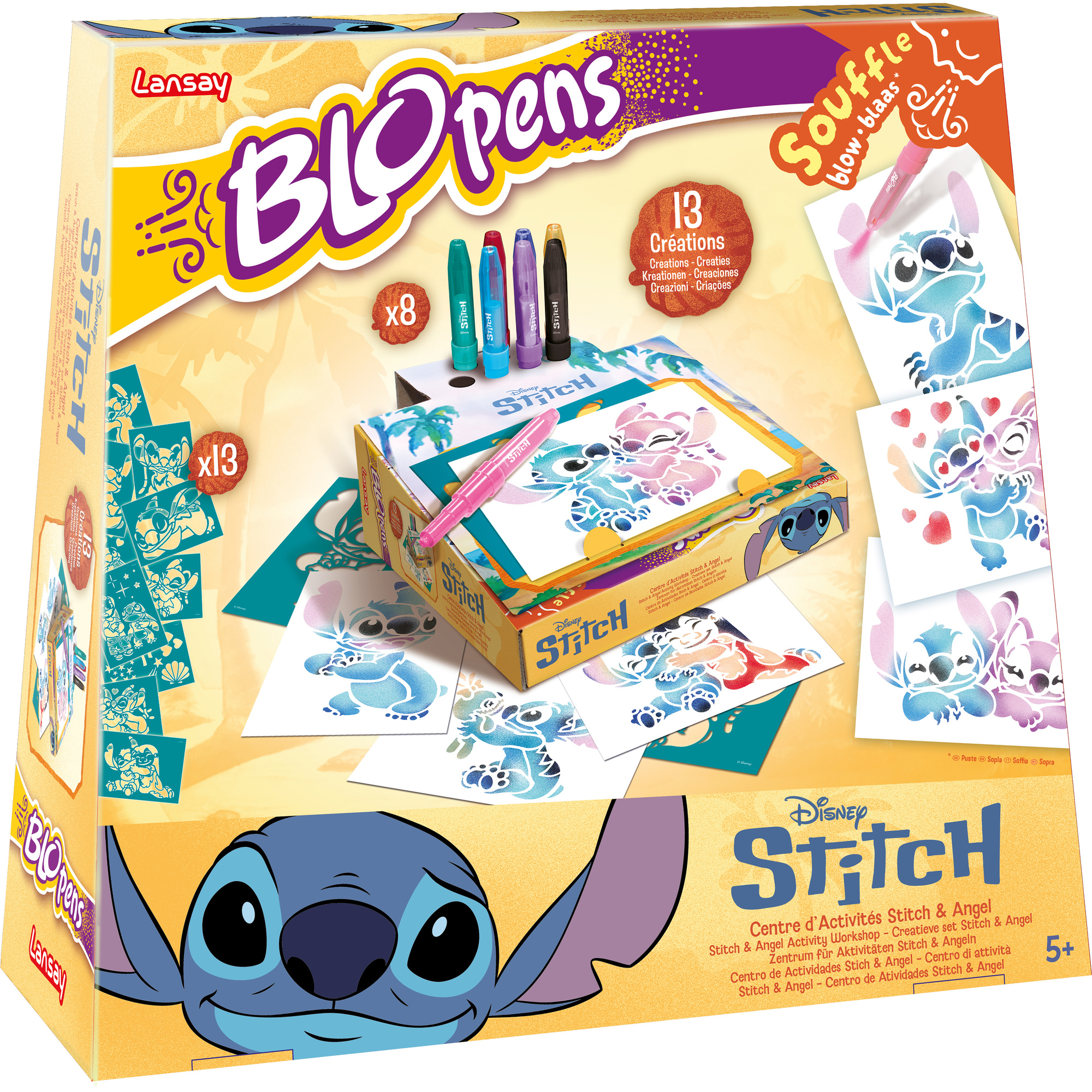 Blopens stitch e angel - set creativo con pochoir e pennarelli ad aria - Disney Stitch