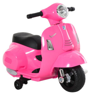 Moto elettrica per bambini con licenza ufficiale vespa batteria 6v, fari e clacson, per bimbi da 18-36 mesi, rosa, 66.5x38x52cm - 