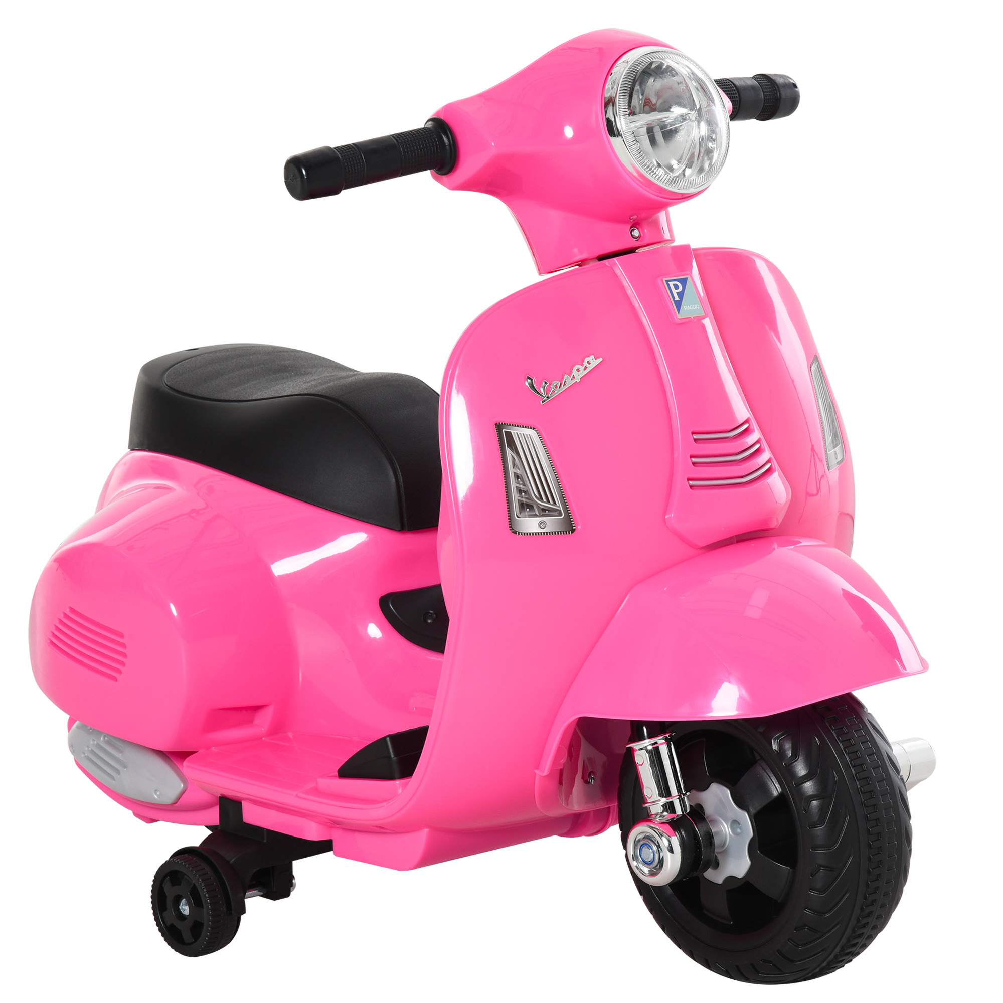 Moto elettrica per bambini con licenza ufficiale vespa batteria 6v, fari e clacson, per bimbi da 18-36 mesi, rosa, 66.5x38x52cm - 