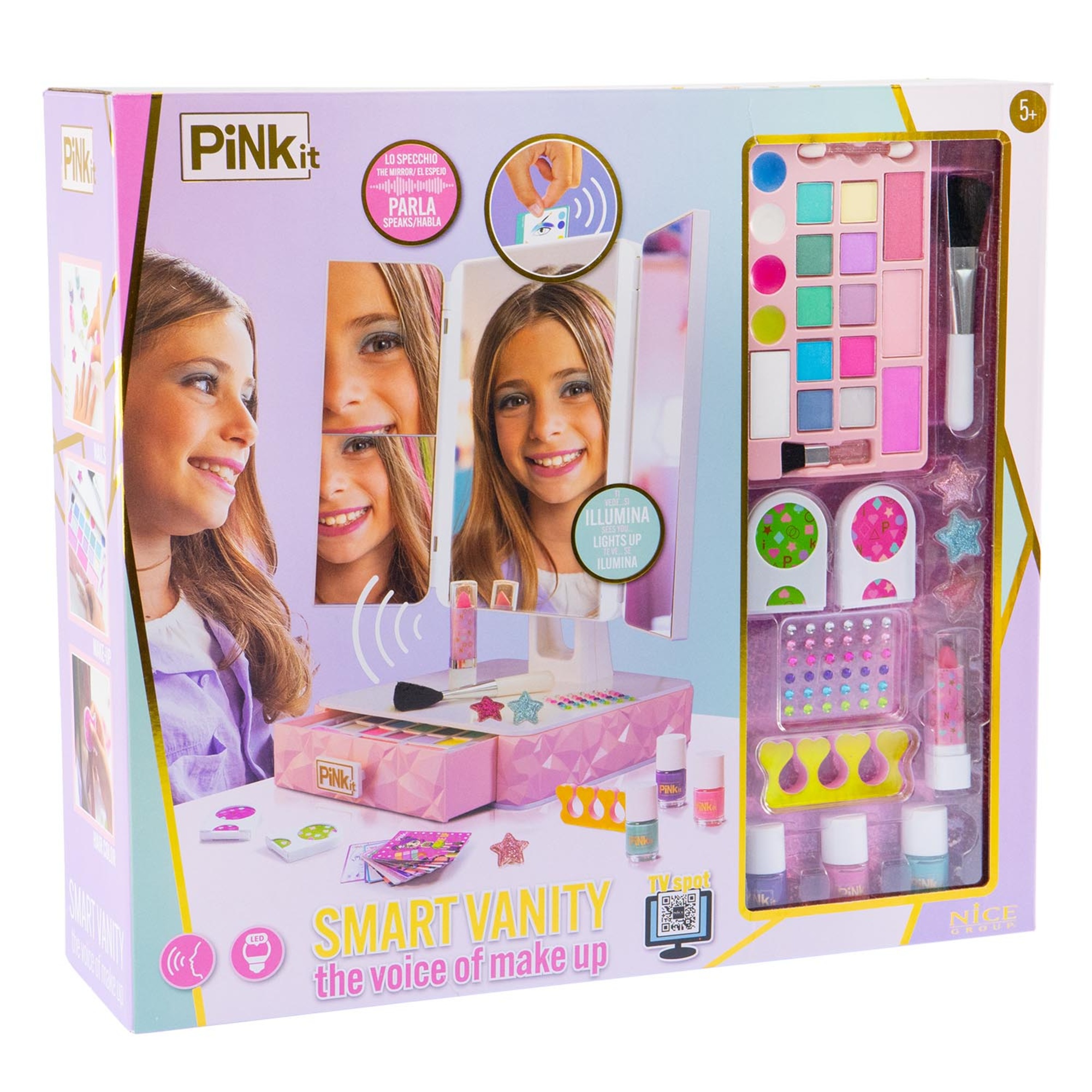 Specchiera interattiva parlante pink it smart vanity - trucco bambina - 