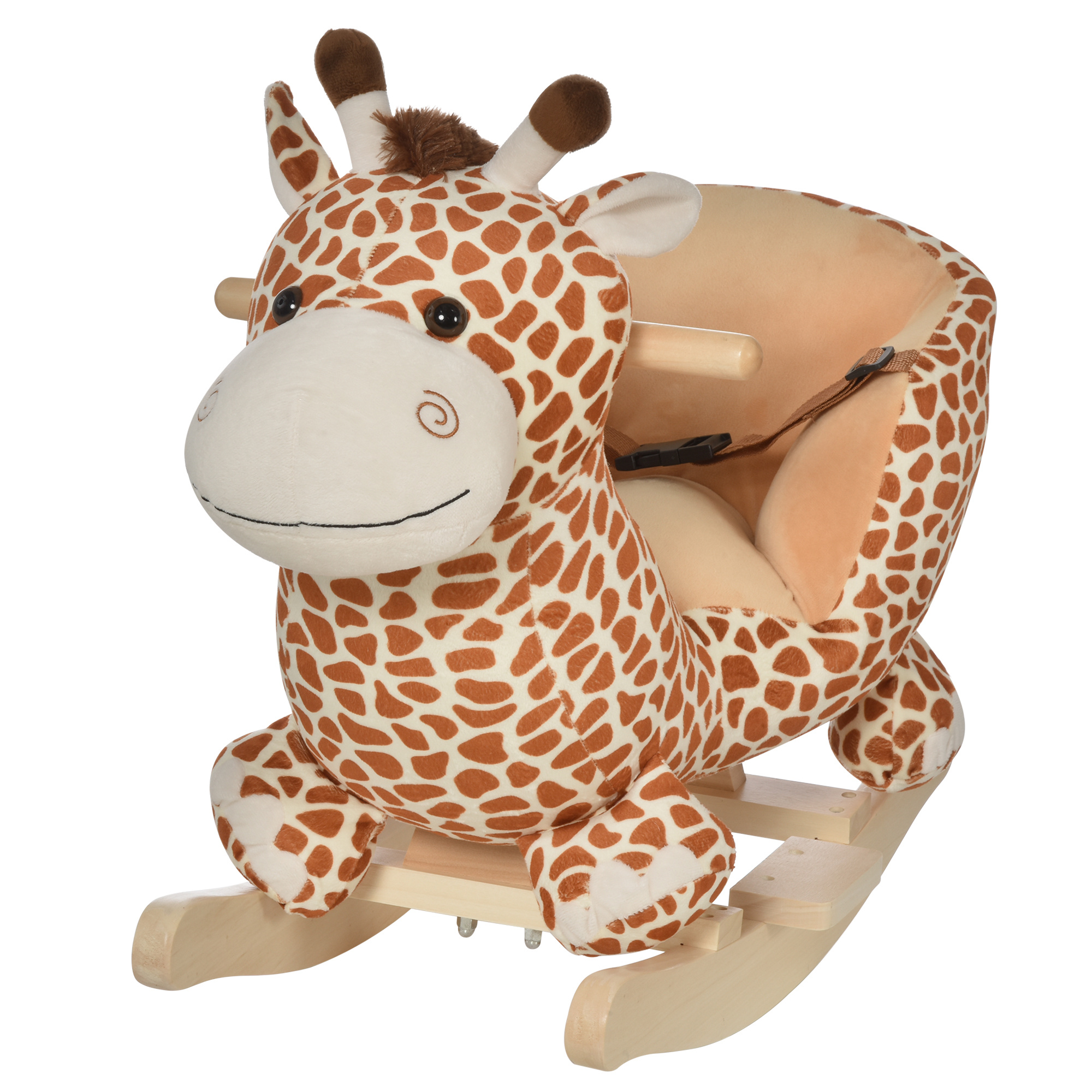 Cavallo a dondolo in legno giraffa per i bambini 60x33x45cm - 