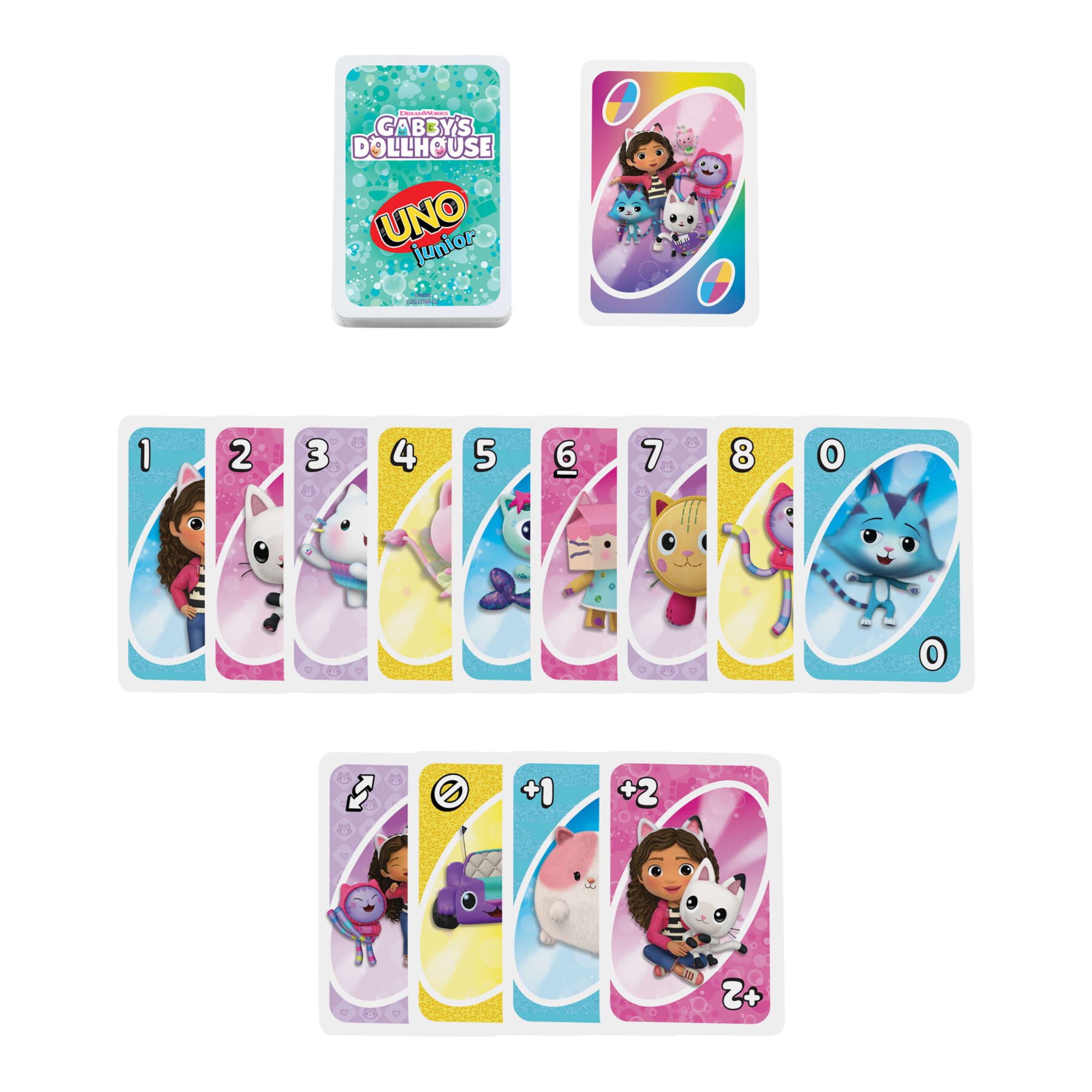 Mattel games - uno junior la casa delle bambole di gabby, versione ispirata alla serie dreamworks con le carte dei personaggi più amati - GABBY'S DOLLHOUSE, UNO