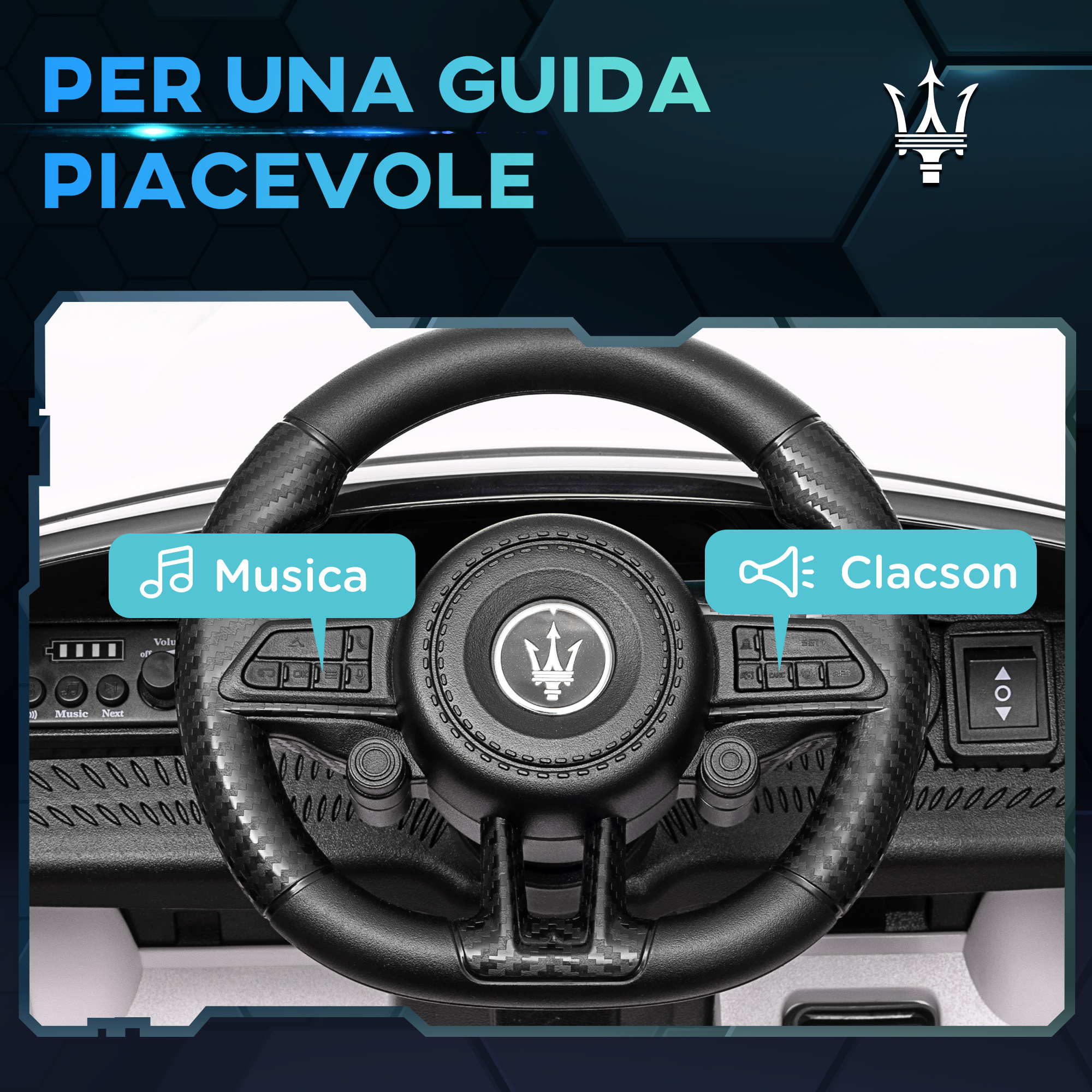 Macchina per bambini 12v maserati gran turismo folgore con telecomando, età 3-5 anni, bianco - 